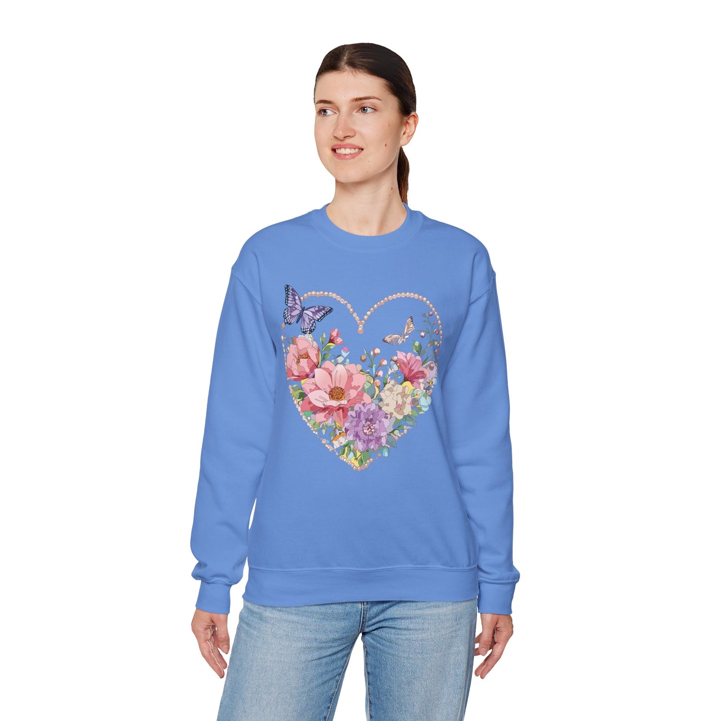 Floral Heart Sweatshirt, Floral Love Sweatshirt, Valentine's Day Sweatshirt, Heart Floral Sweatshirt