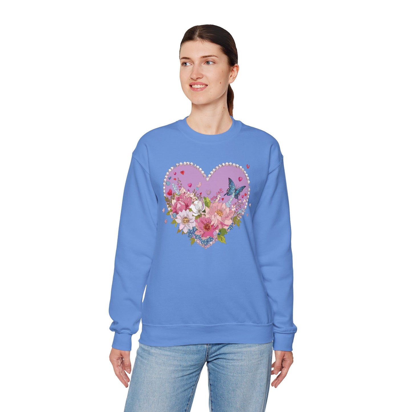 Floral Heart Sweatshirt, Floral Love Sweatshirt, Valentine's Day Sweatshirt, Heart Floral Sweatshirt