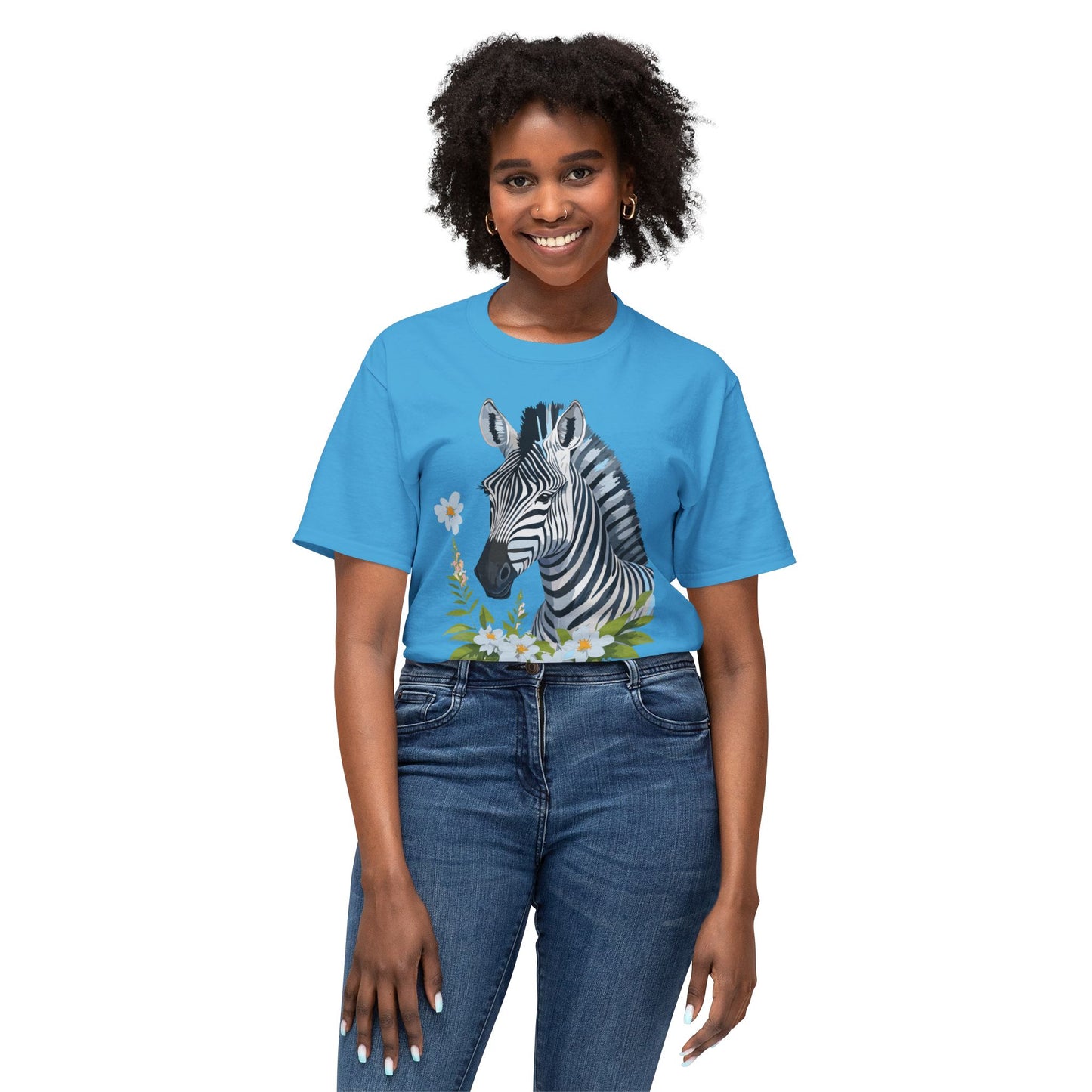 Zebra T-Shirt, Vintage Zebra Tee, Floral Tees, Zebra Art Design Shirt, Tee Shirt with Zebra 1