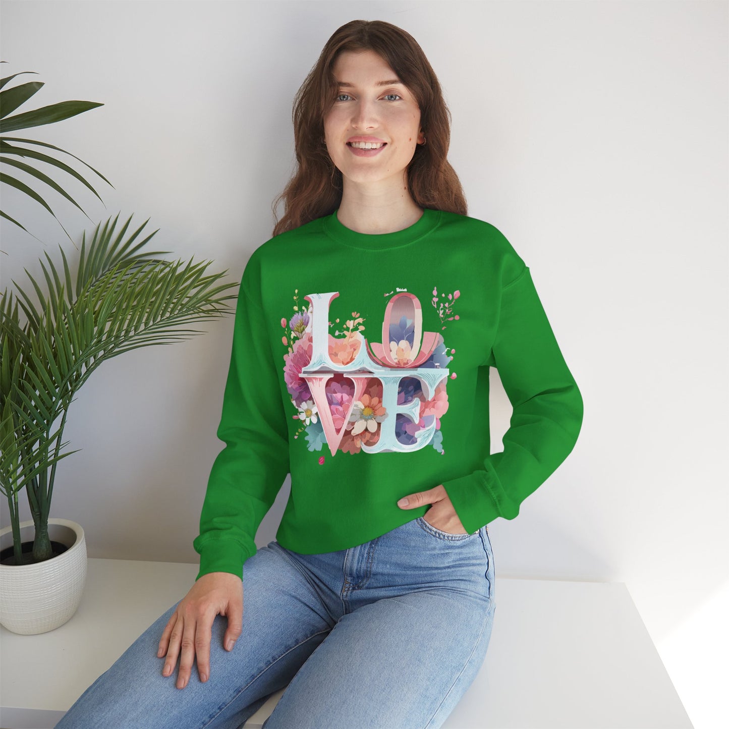 Floral Love Sweatshirt, Valentine's Day Sweatshirt, Love Flower Sweatshirt