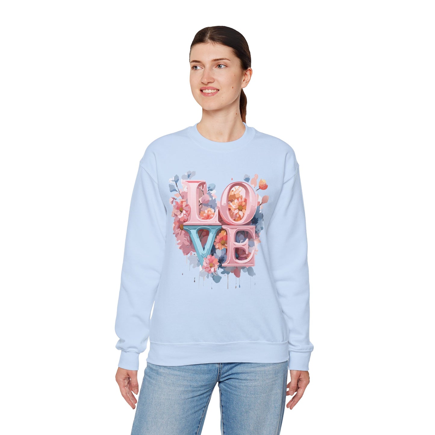 Floral Love Sweatshirt, Valentine's Day Sweatshirt, Love Flower Sweatshirt