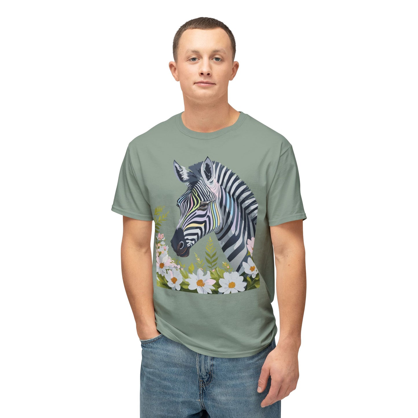 Zebra T-Shirt, Vintage Zebra Tee, Floral Tees, Zebra Art Design Shirt, Tee Shirt with Zebra 7