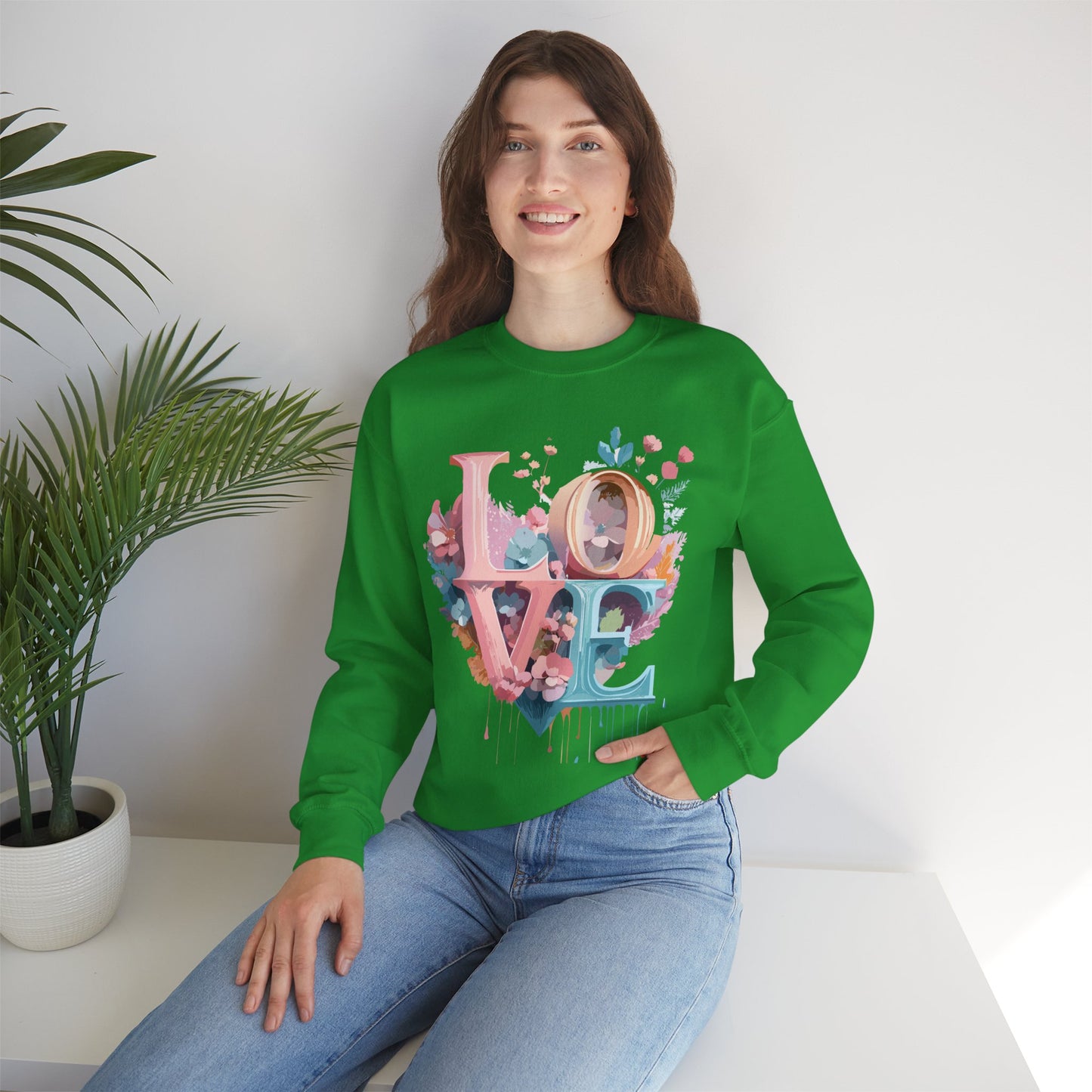 Floral Love Sweatshirt, Valentine's Day Sweatshirt, Love Flower Sweatshirt