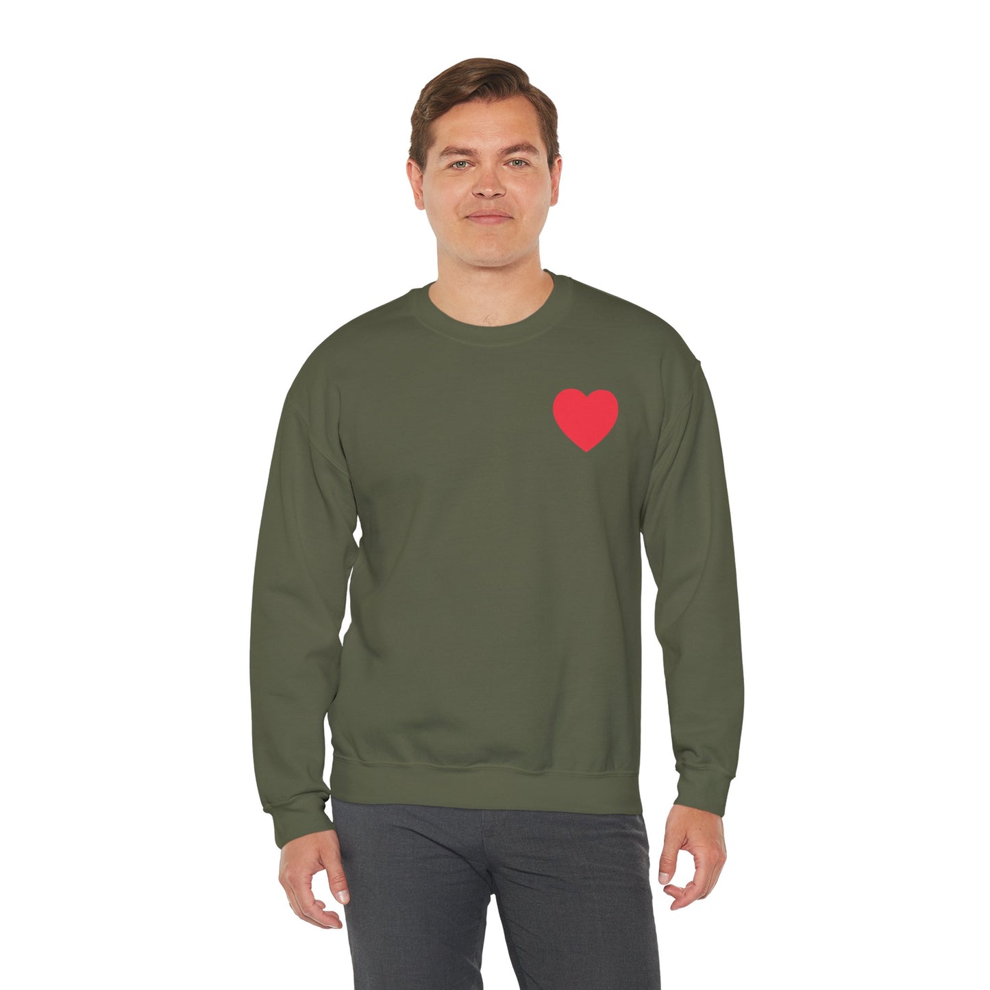 Small Red Heart Sweatshirt Unisex Love Design Gildan 18000 Heavy Blend Crewneck Valentines Day