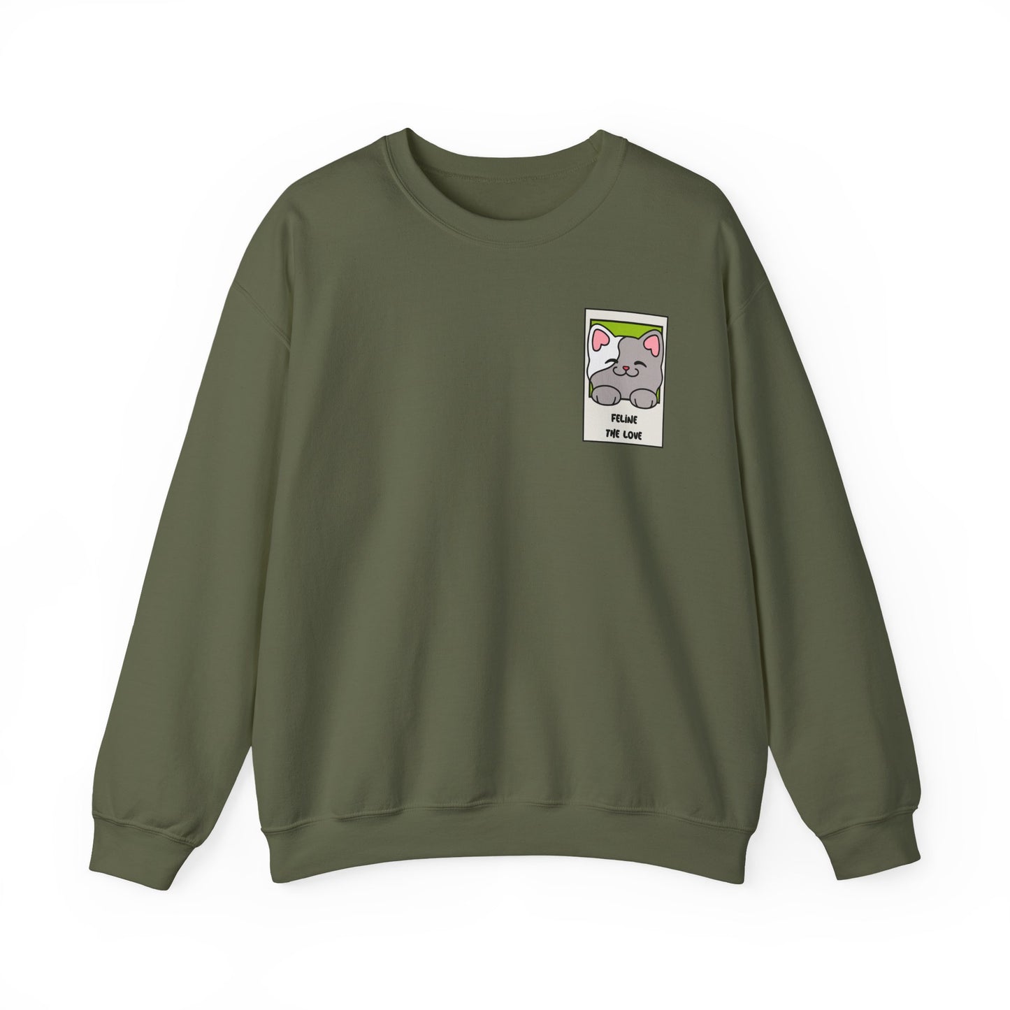 Pocket Cat Sweatshirt Unisex Cat Heart Sweatshirt Valentines Day Gift 50 Percent Cotton Poly Blend