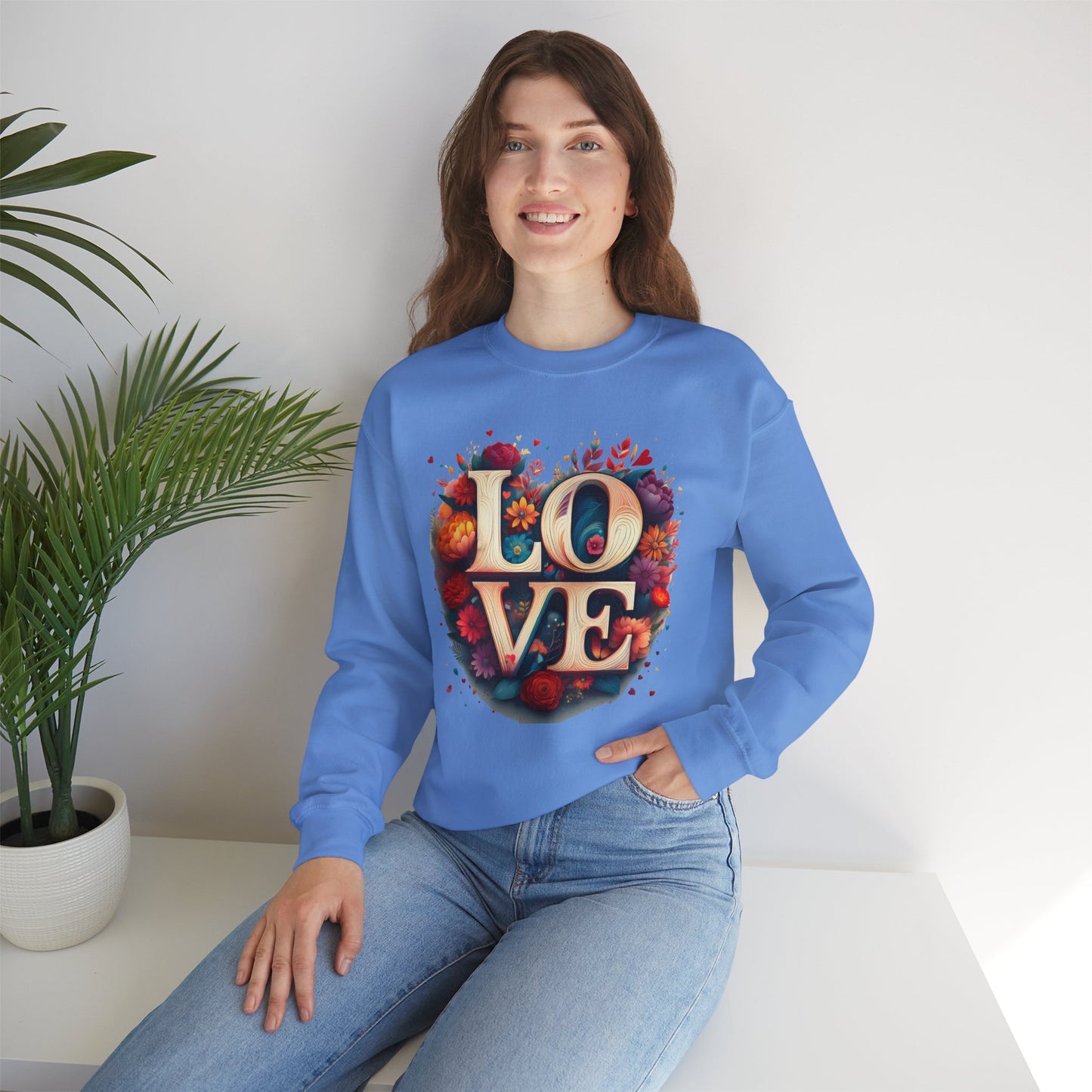 Floral Love Sweatshirt, Valentine's Day Sweatshirt, Love Flower Sweatshirt