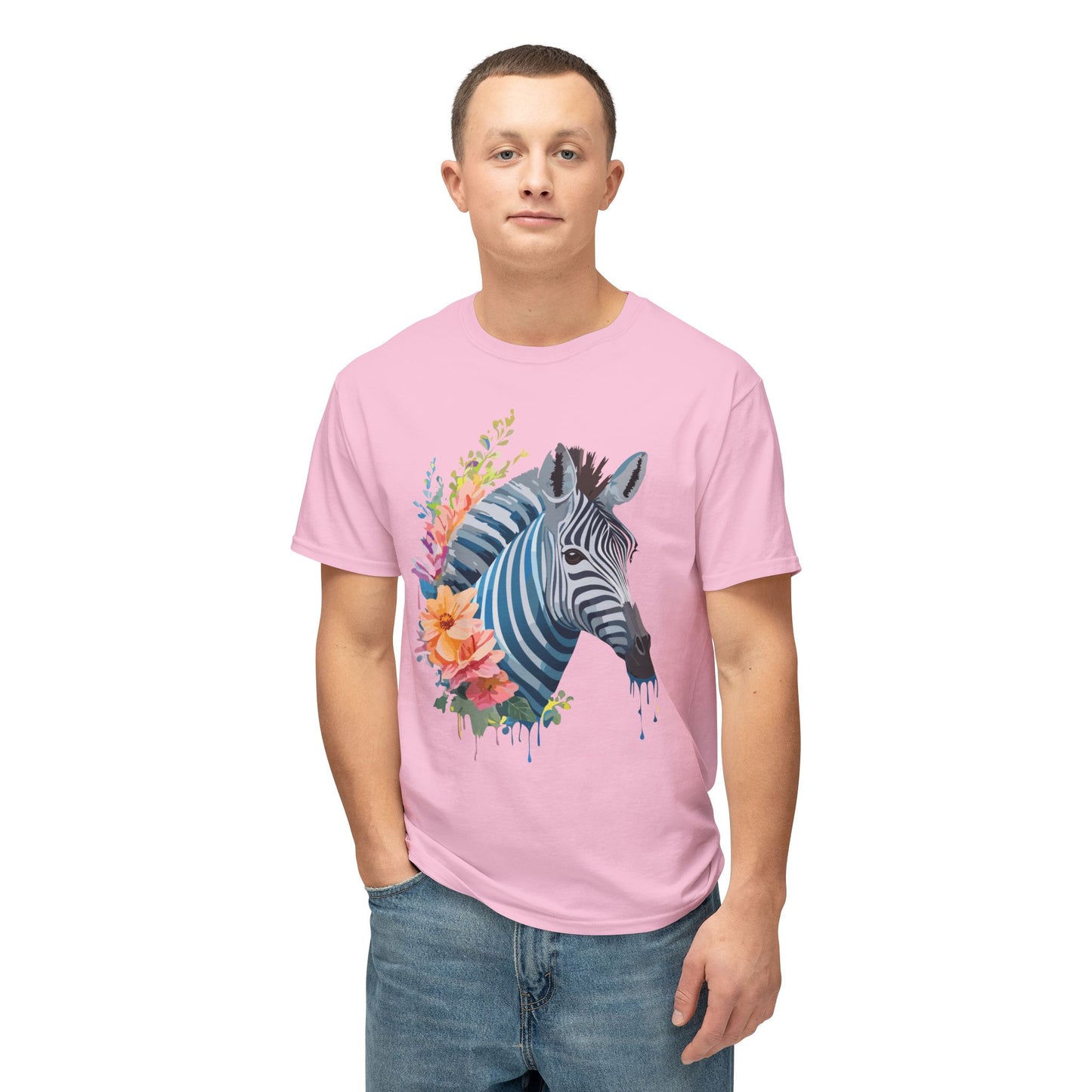 Zebra T-Shirt, Vintage Zebra Tee, Floral Tees, Zebra Art Design Shirt, Tee Shirt with Zebra 4