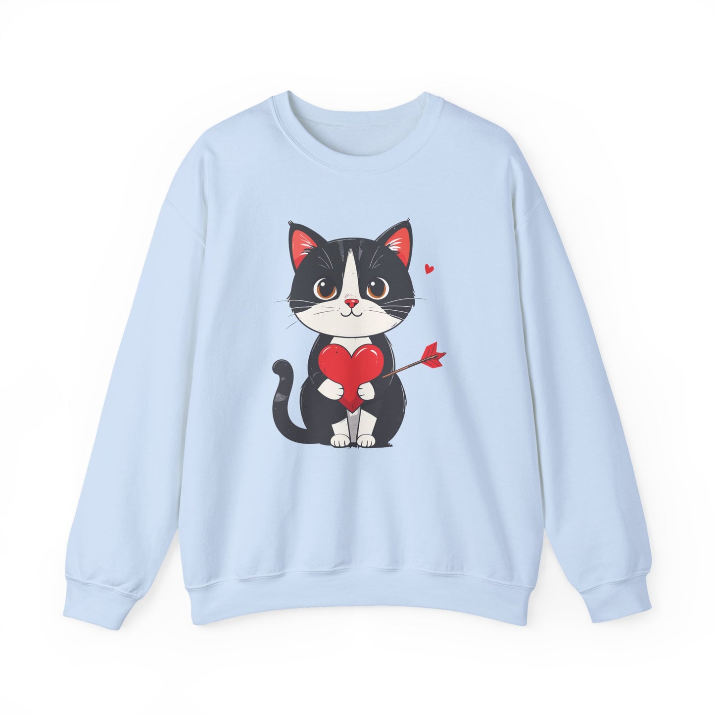 Cat Heart Sweatshirt, Heart Sweatshirt, Cat Sweatshirt, Valentine's Day Sweatshirt, 50/50 Cotton-Poly Animal Sweatshirt 110
