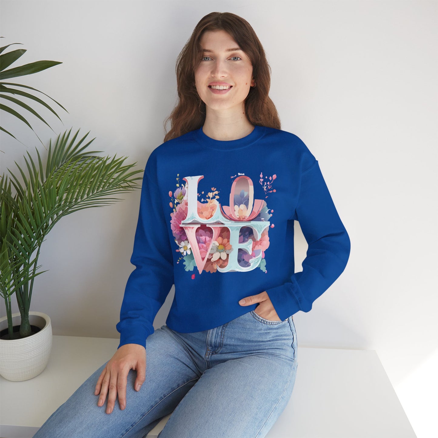 Floral Love Sweatshirt, Valentine's Day Sweatshirt, Love Flower Sweatshirt