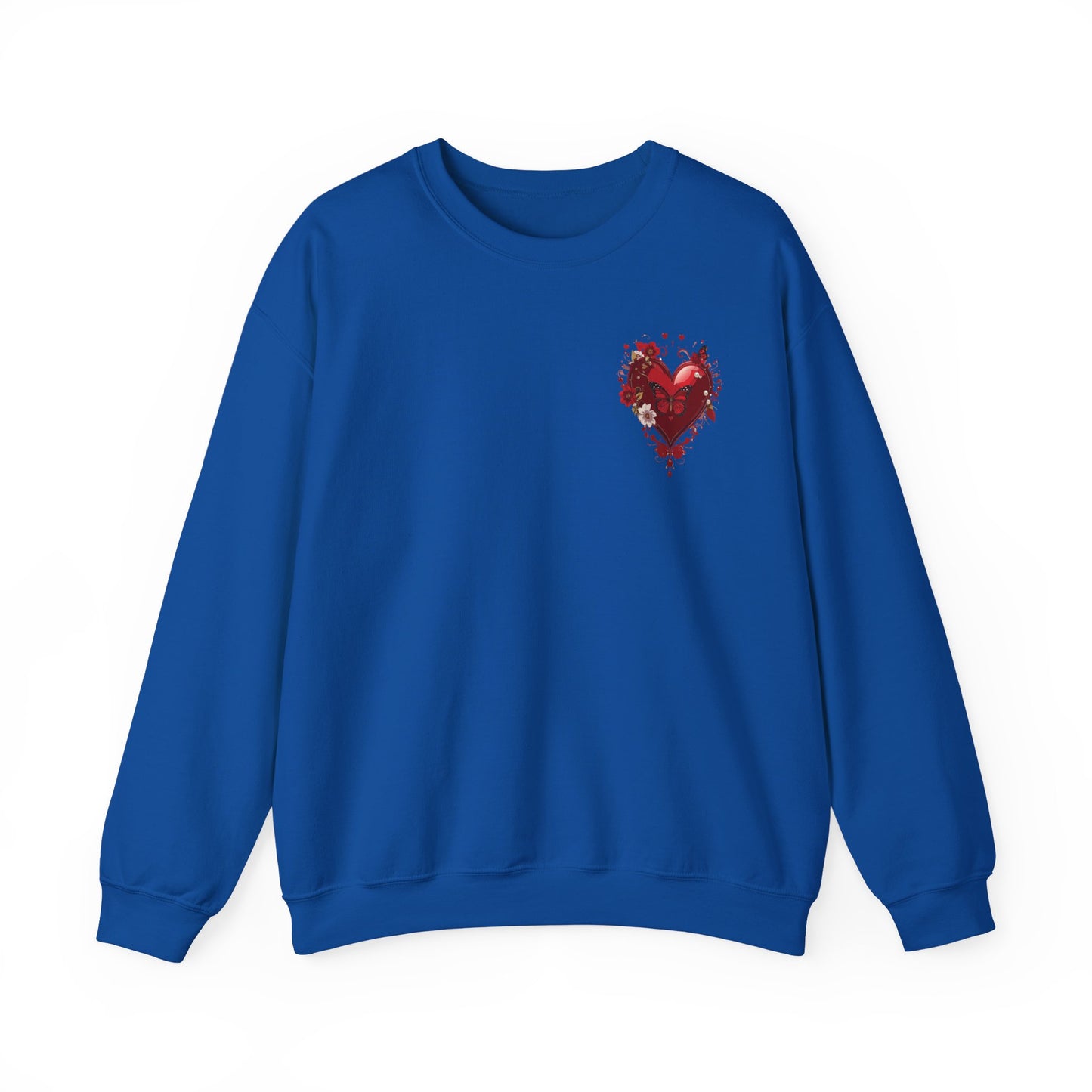 Floral Red Heart Sweatshirt Unisex Valentines Day Love Print Cozy Heavy Blend Crewneck