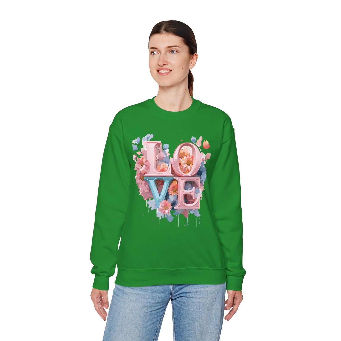 Floral Love Sweatshirt, Valentine's Day Sweatshirt, Love Flower Sweatshirt
