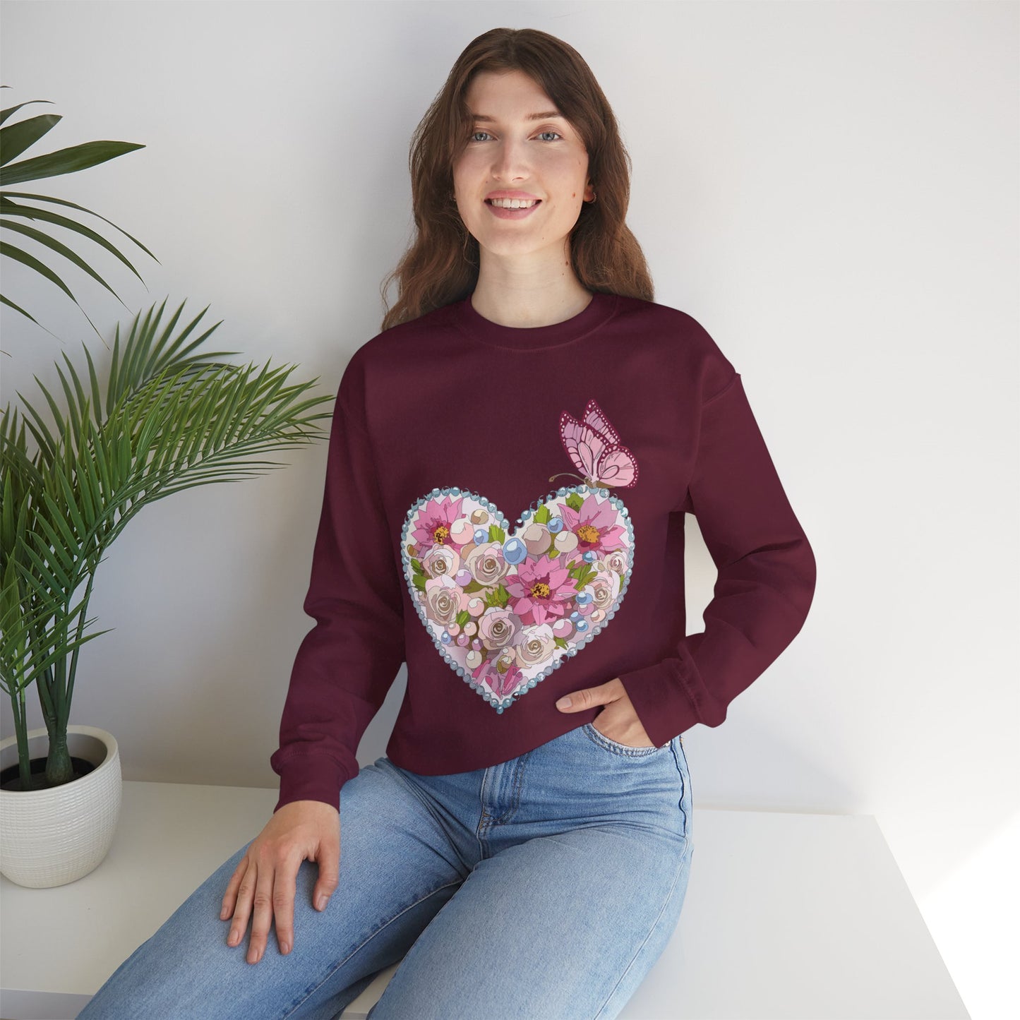 Floral Heart Sweatshirt, Floral Love Sweatshirt, Valentine's Day Sweatshirt, Heart Floral Sweatshirt