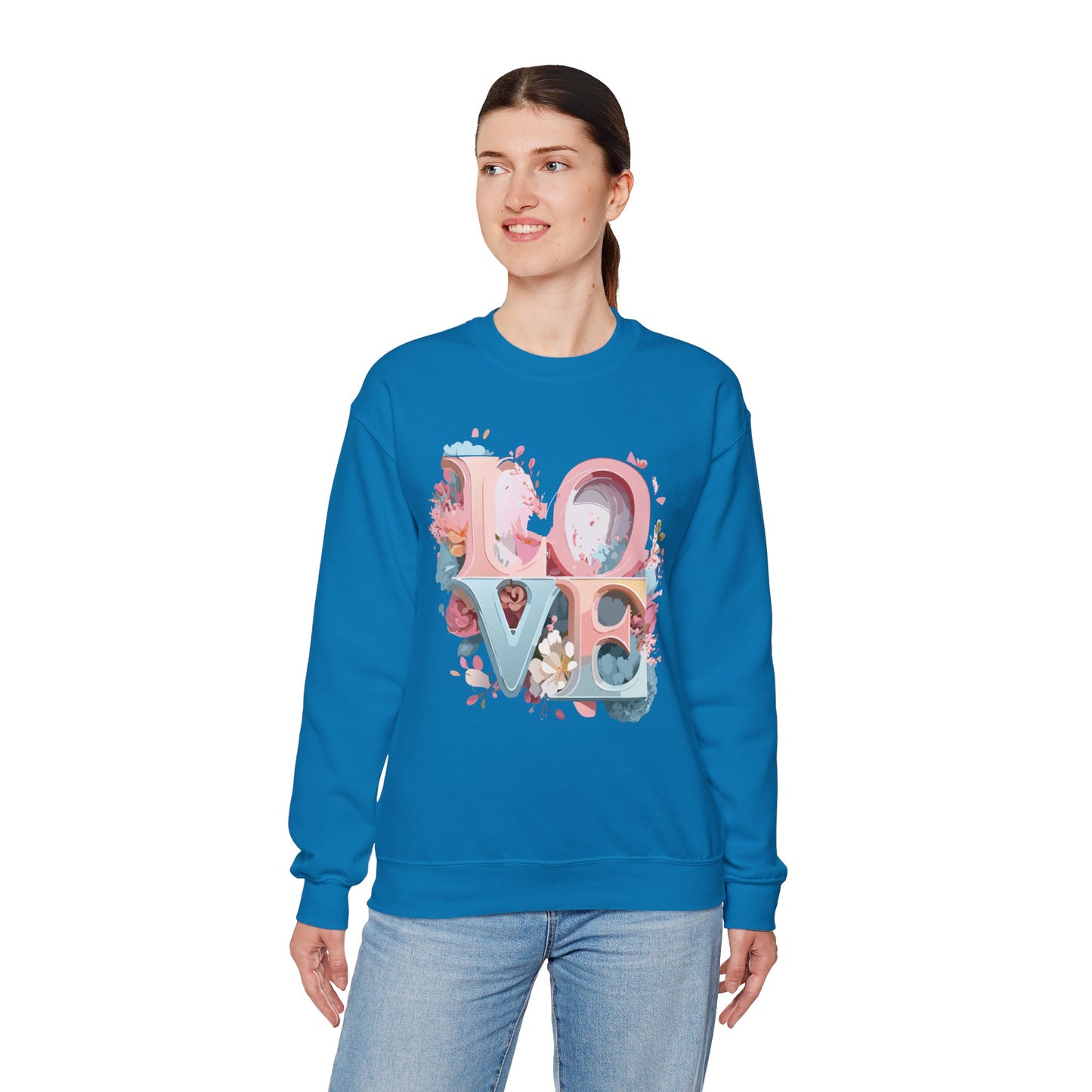 Floral Love Sweatshirt, Valentine's Day Sweatshirt, Love Flower Sweatshirt