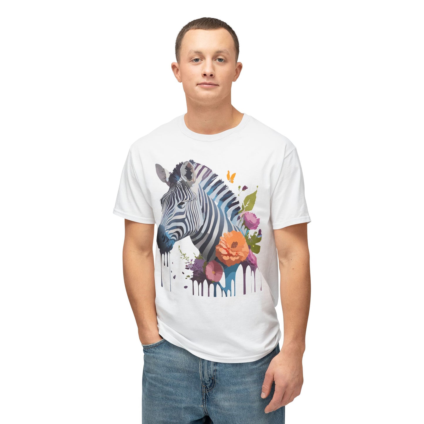 Zebra T-Shirt, Vintage Zebra Tee, Floral Tees, Zebra Art Design Shirt, Tee Shirt with Zebra 9