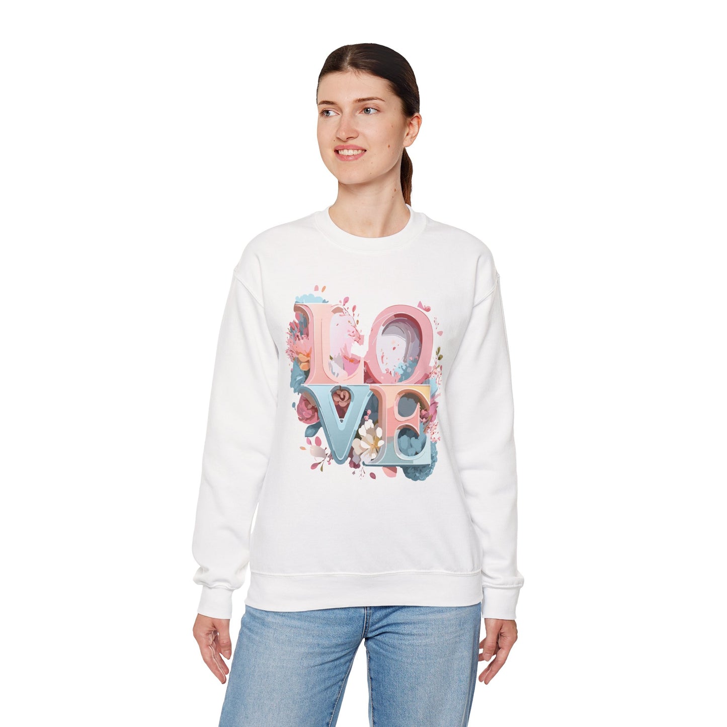 Floral Love Sweatshirt, Valentine's Day Sweatshirt, Love Flower Sweatshirt