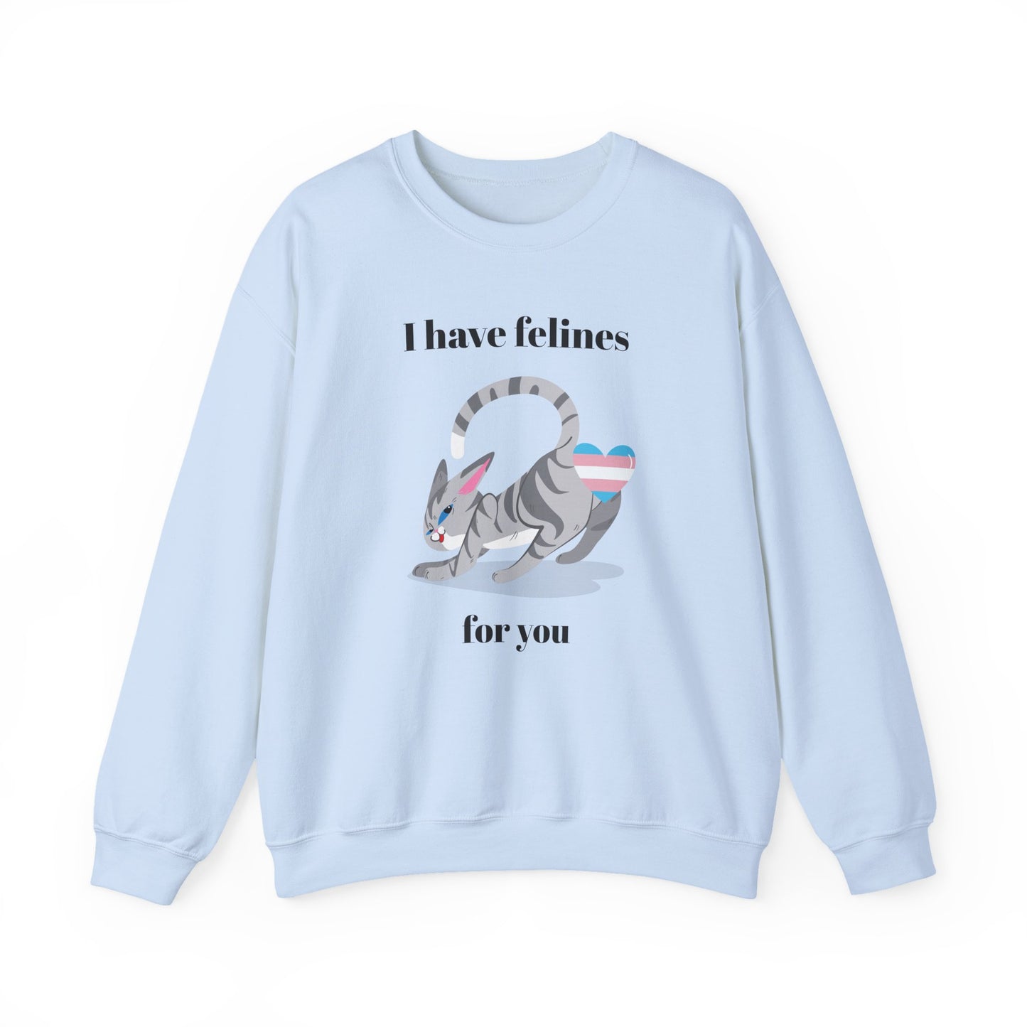 Cat Heart Sweatshirt Unisex Valentine Design 50 50 Cotton Poly Gildan 18000 Crewneck