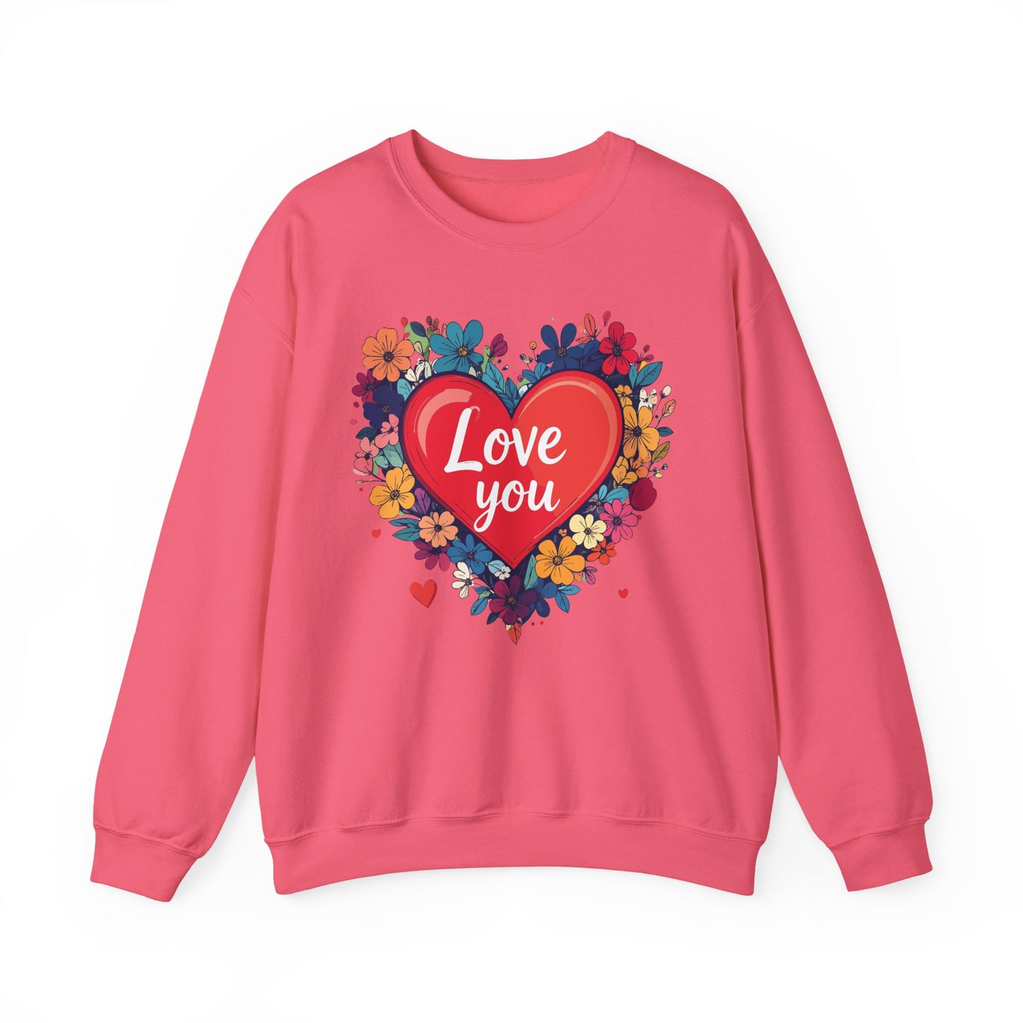 Unisex Floral Heart Sweatshirt Valentines Day Gift Cozy Crewneck Fifty Fifty Blend