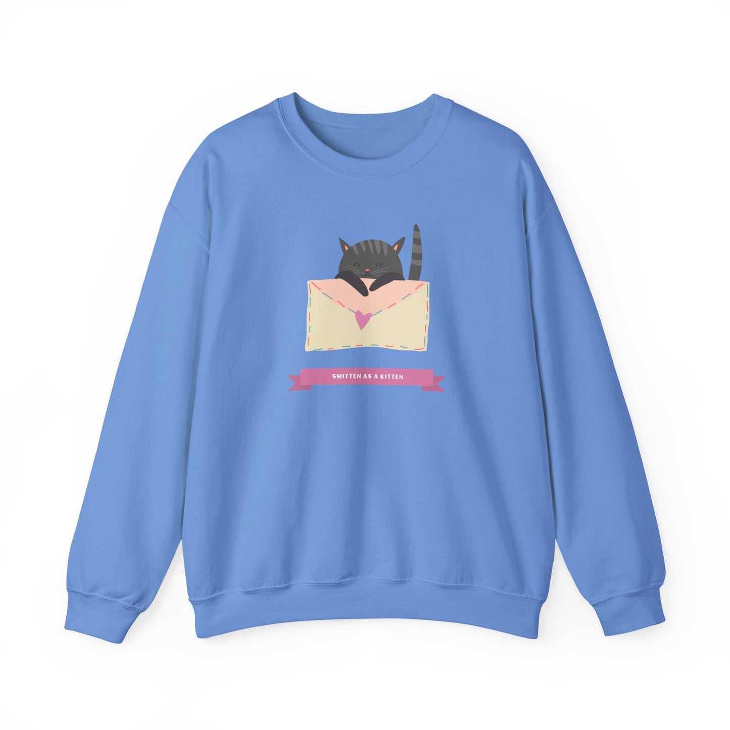 Cat Heart Sweatshirt Love For Cat Lovers Unisex Crewneck Fifty Fifty Cotton Poly Blend Gildan 18000