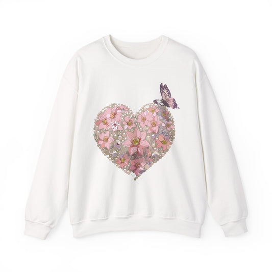Floral Heart Sweatshirt, Floral Love Sweatshirt, Valentine's Day Sweatshirt, Heart Floral Sweatshirt