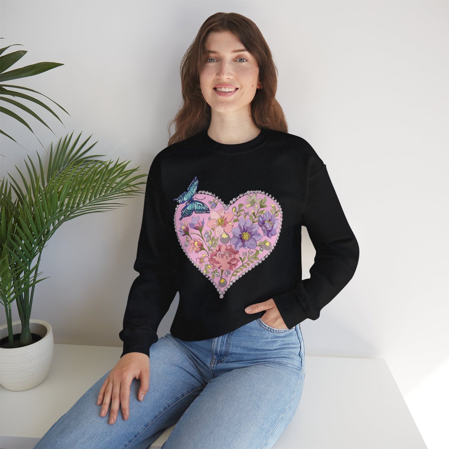 Floral Heart Sweatshirt, Floral Love Sweatshirt, Valentine's Day Sweatshirt, Heart Floral Sweatshirt