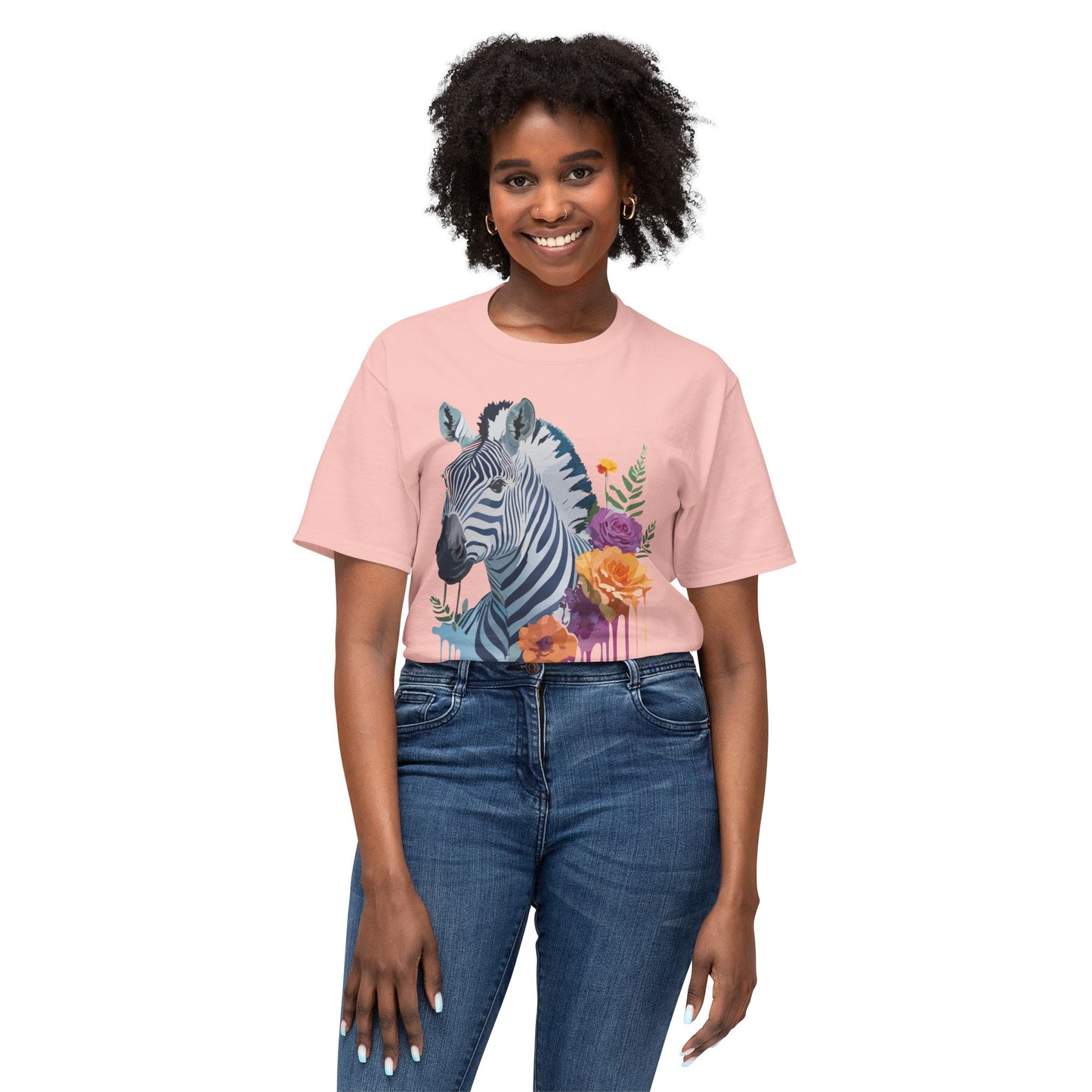 Zebra T-Shirt, Vintage Zebra Tee, Floral Tees, Zebra Art Design Shirt, Tee Shirt with Zebra 2