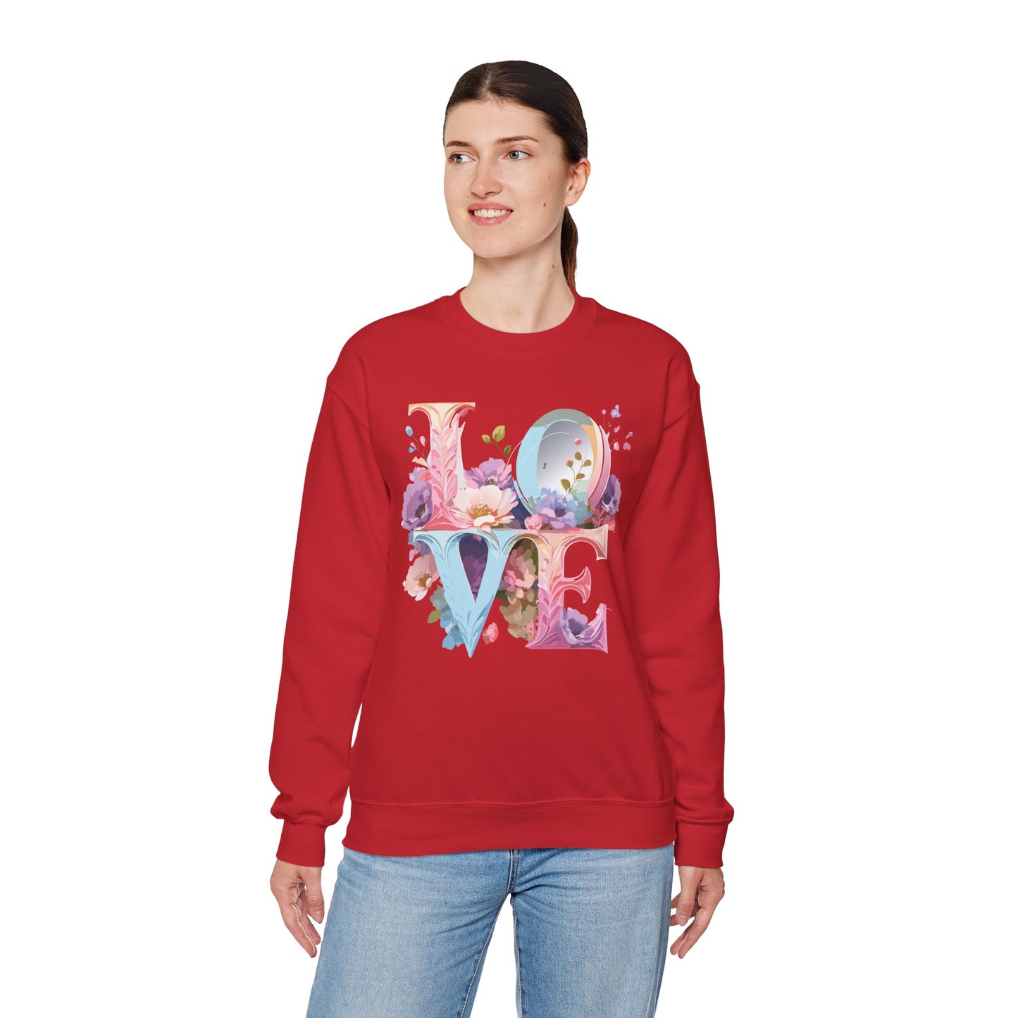 Floral Love Sweatshirt, Valentine's Day Sweatshirt, Love Flower Sweatshirt
