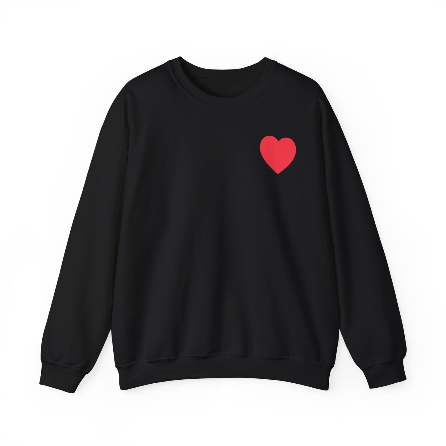 Small Red Heart Sweatshirt Unisex Love Design Gildan 18000 Heavy Blend Crewneck Valentines Day