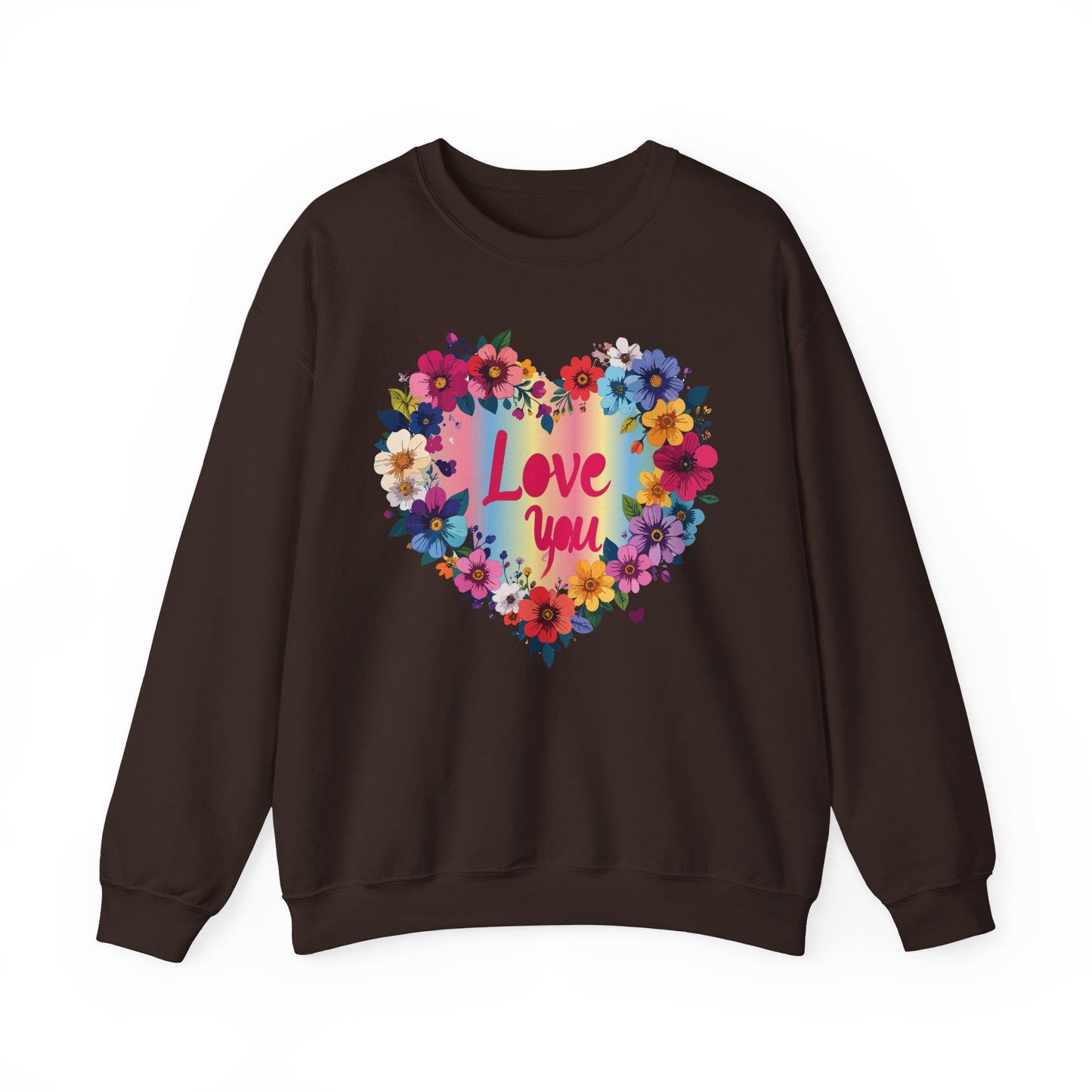 Valentines Day Floral Heart Sweatshirt Unisex Crewneck Floral Love You Gildan 18000 Heavy Blend