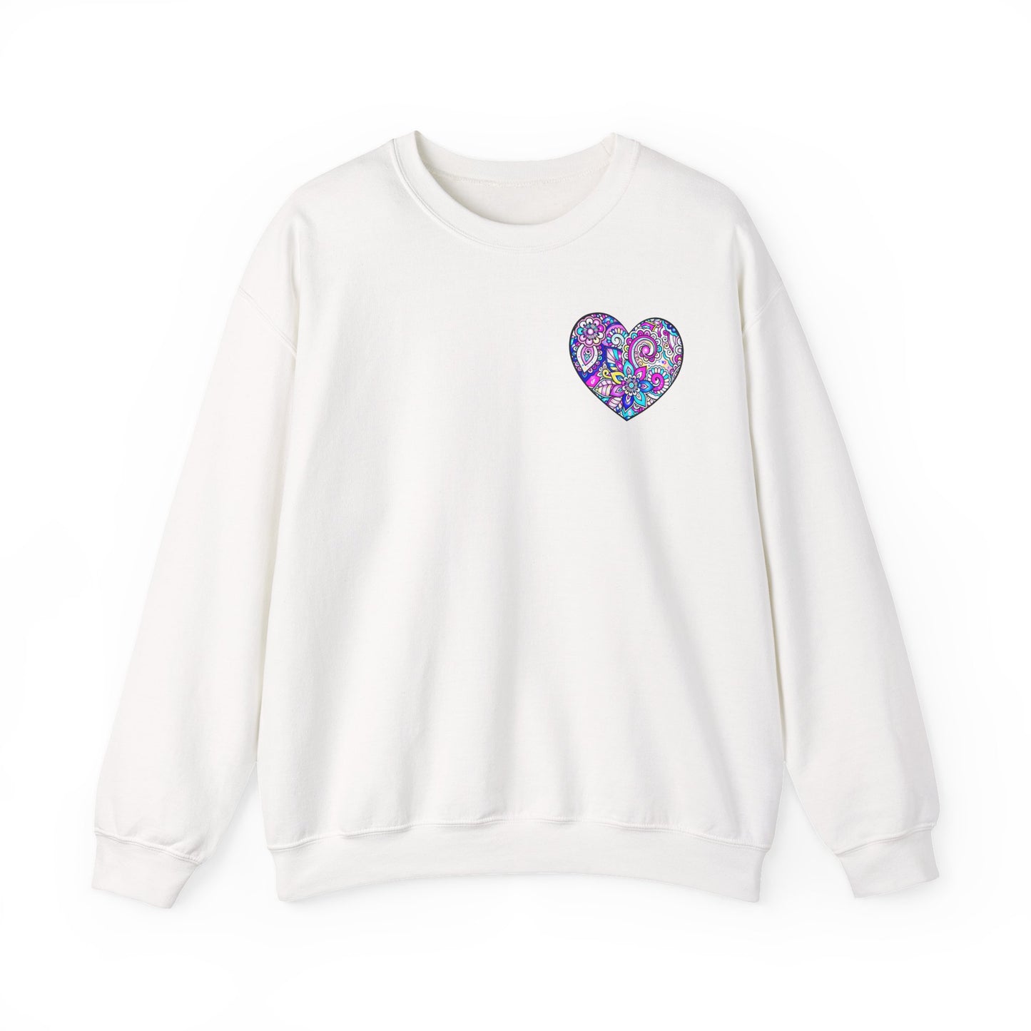 Floral Heart Sweatshirt Valentines Day Unisex Crewneck Gildan 18000 Heavy Blend Cotton Polyester