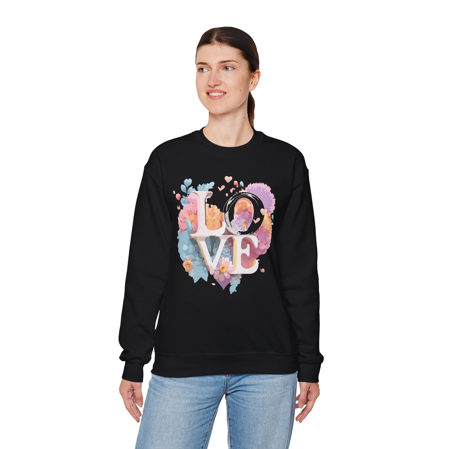 Floral Love Sweatshirt, Valentine's Day Sweatshirt, Love Flower Sweatshirt