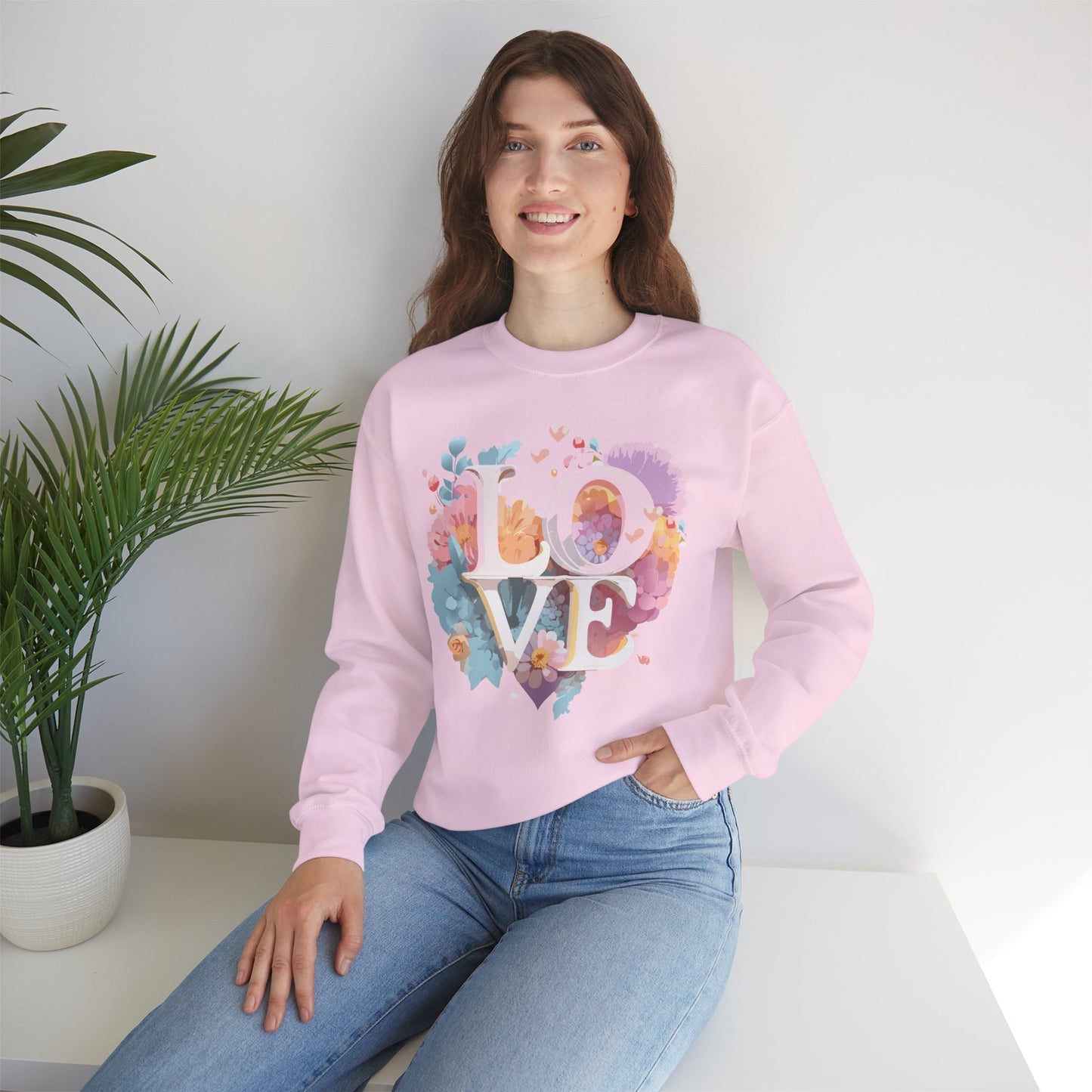 Floral Love Sweatshirt, Valentine's Day Sweatshirt, Love Flower Sweatshirt