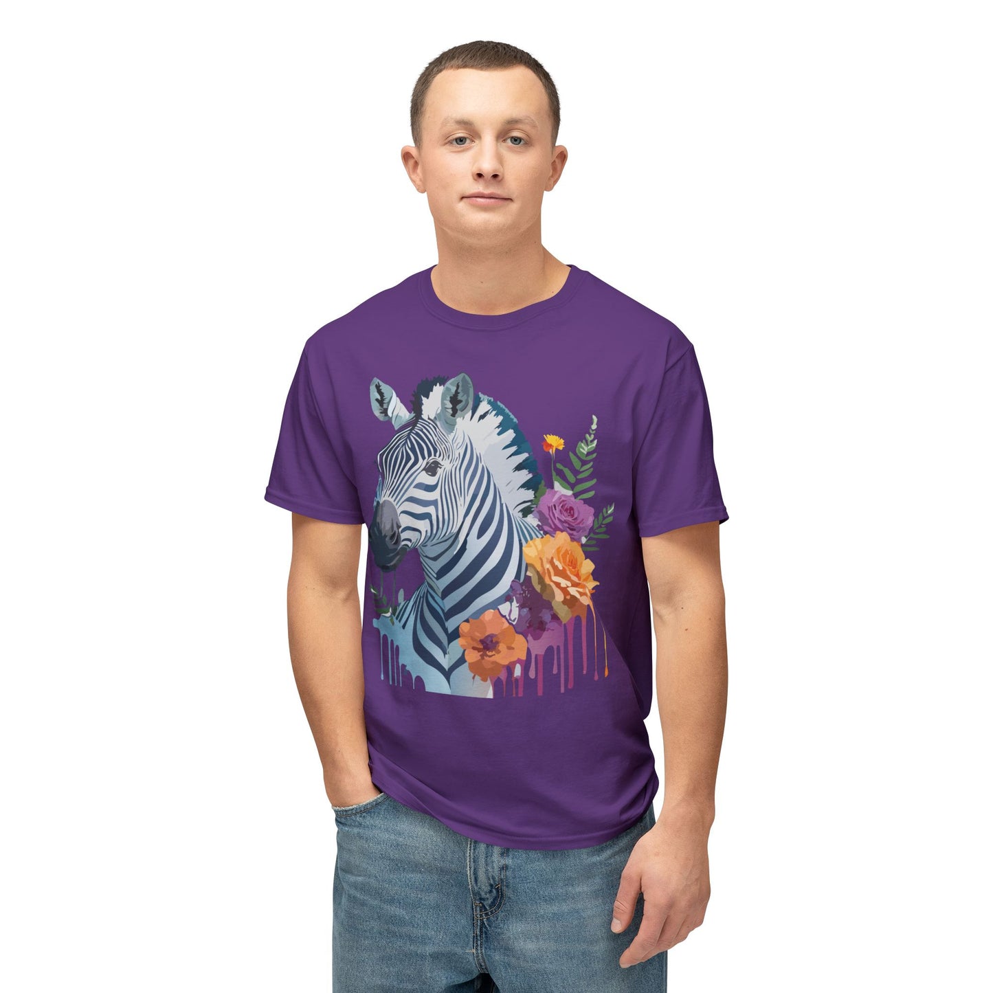 Zebra T-Shirt, Vintage Zebra Tee, Floral Tees, Zebra Art Design Shirt, Tee Shirt with Zebra 2