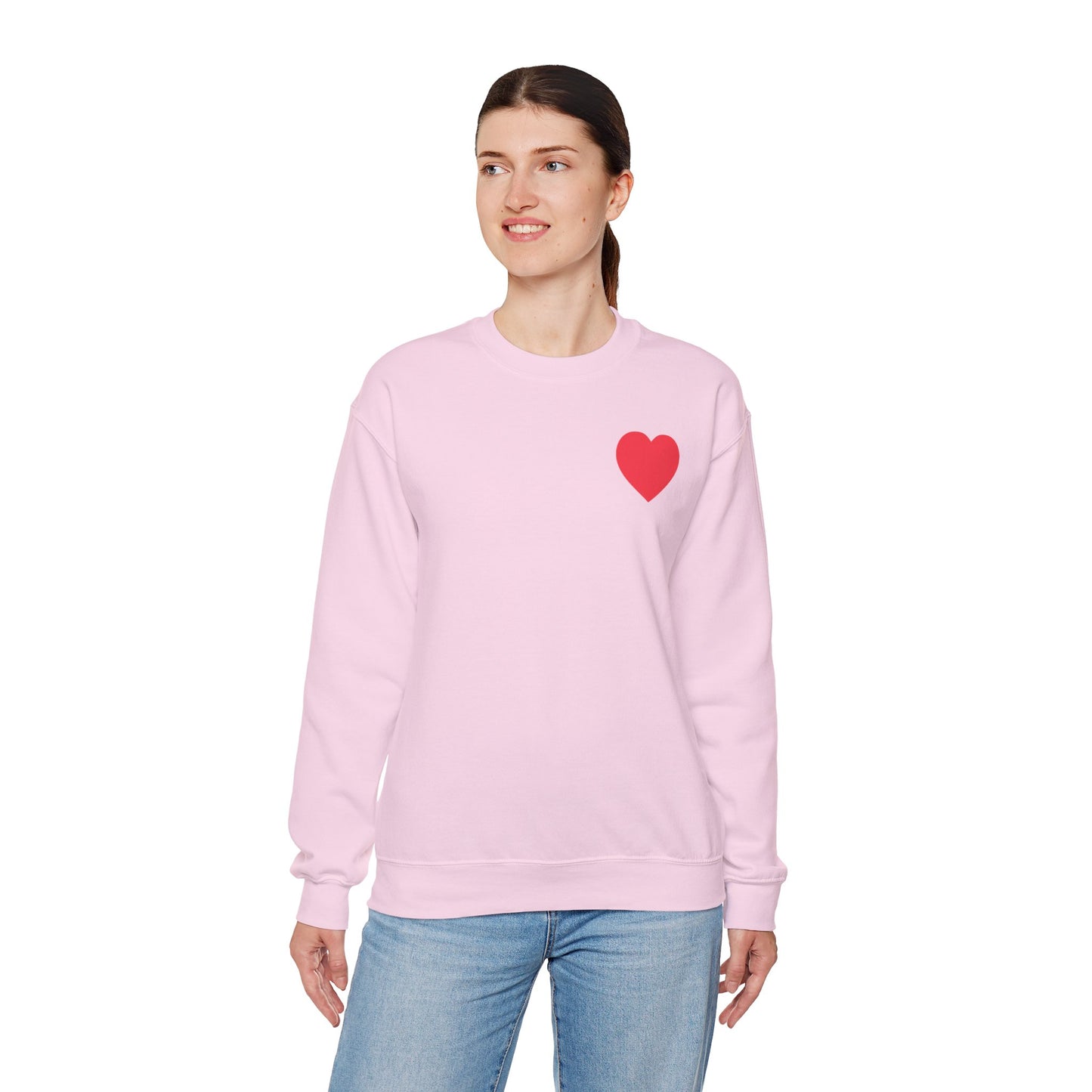 Small Red Heart Sweatshirt Unisex Love Design Gildan 18000 Heavy Blend Crewneck Valentines Day