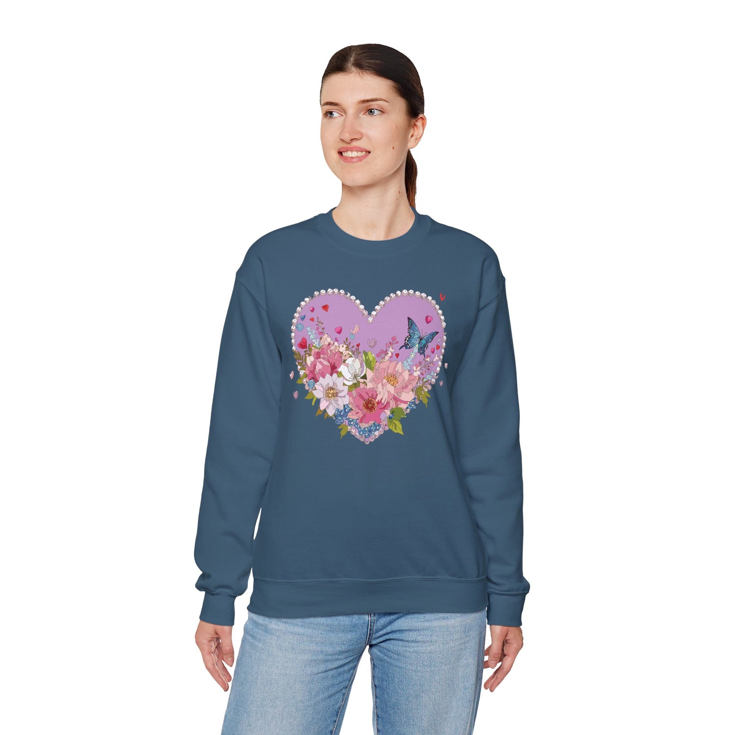 Floral Heart Sweatshirt, Floral Love Sweatshirt, Valentine's Day Sweatshirt, Heart Floral Sweatshirt