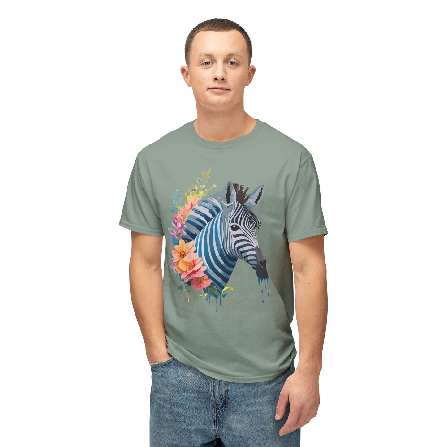 Zebra T-Shirt, Vintage Zebra Tee, Floral Tees, Zebra Art Design Shirt, Tee Shirt with Zebra 4