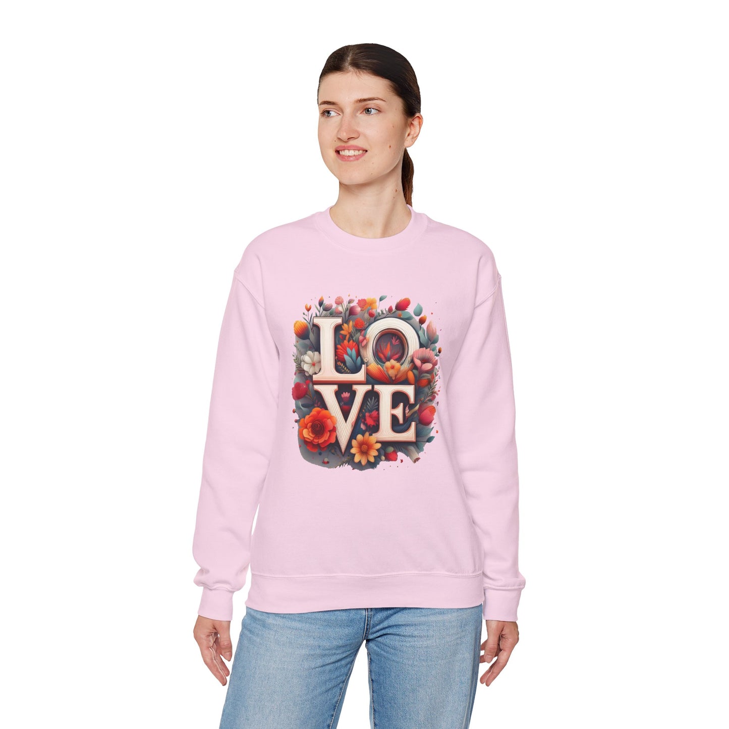 Floral Love Sweatshirt, Valentine's Day Sweatshirt, Love Flower Sweatshirt