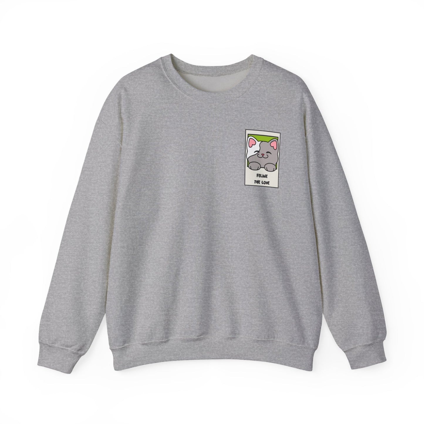 Pocket Cat Sweatshirt Unisex Cat Heart Sweatshirt Valentines Day Gift 50 Percent Cotton Poly Blend
