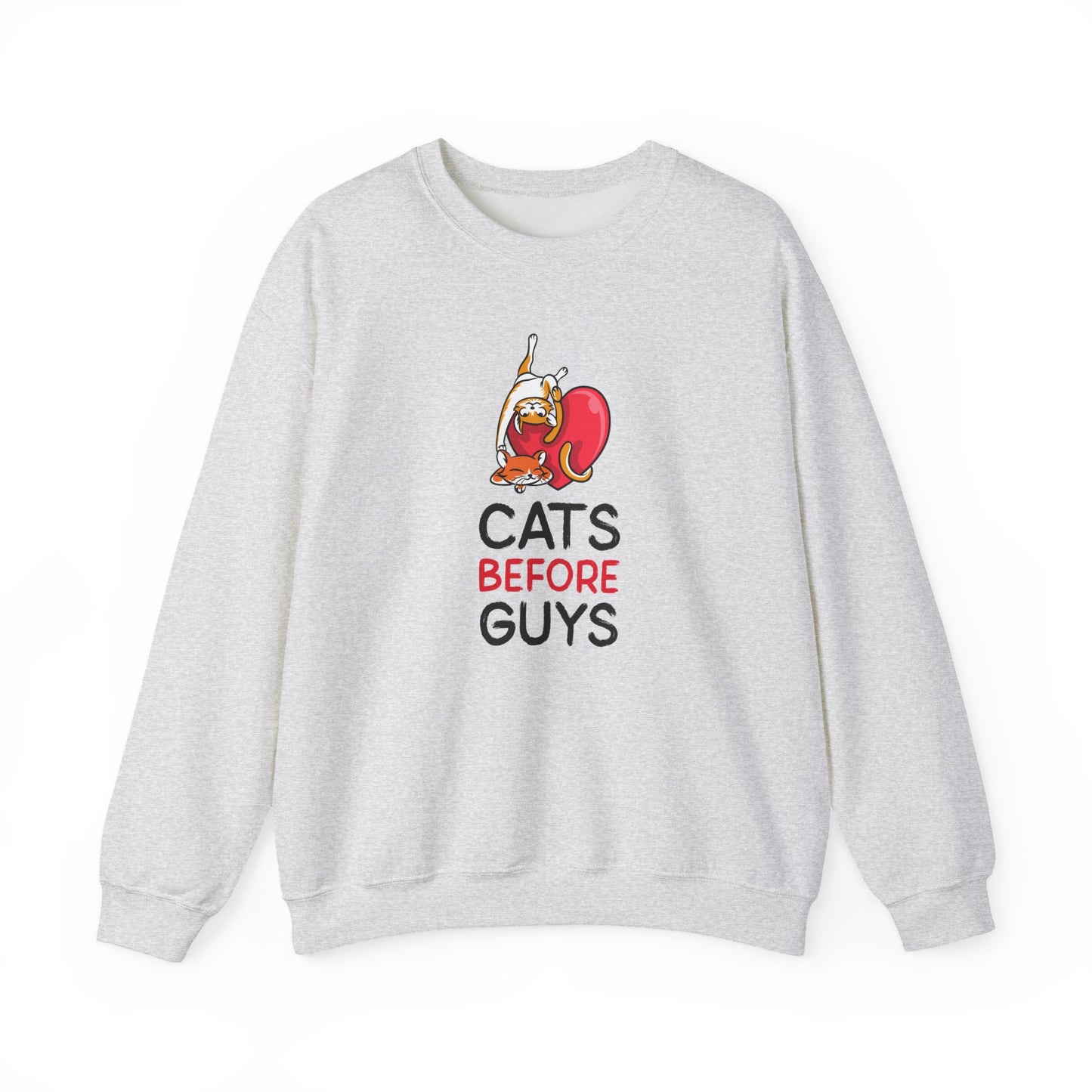 Cat Heart Sweatshirt Unisex Valentines Day 50 50 Cotton Poly Heavy Blend Crewneck Sweatshirt