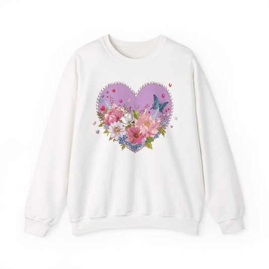Floral Heart Sweatshirt, Floral Love Sweatshirt, Valentine's Day Sweatshirt, Heart Floral Sweatshirt