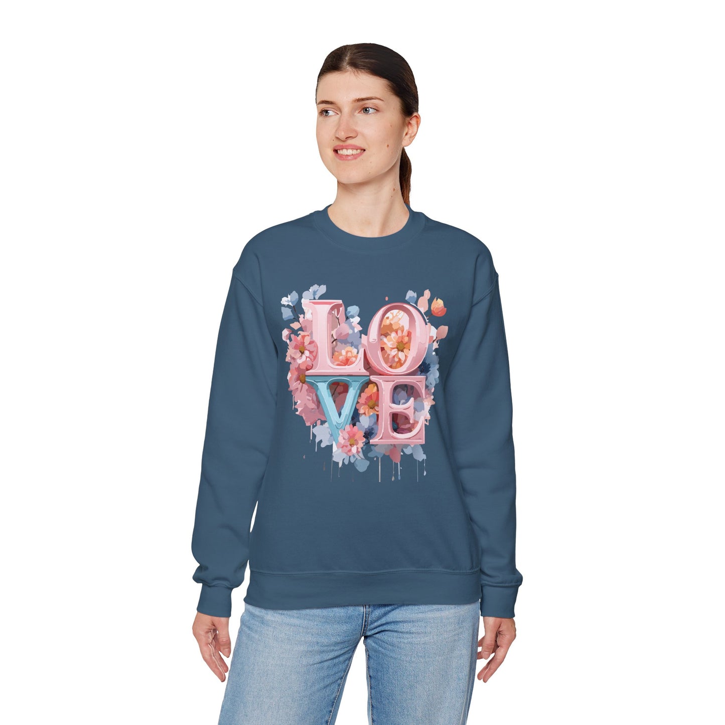 Floral Love Sweatshirt, Valentine's Day Sweatshirt, Love Flower Sweatshirt