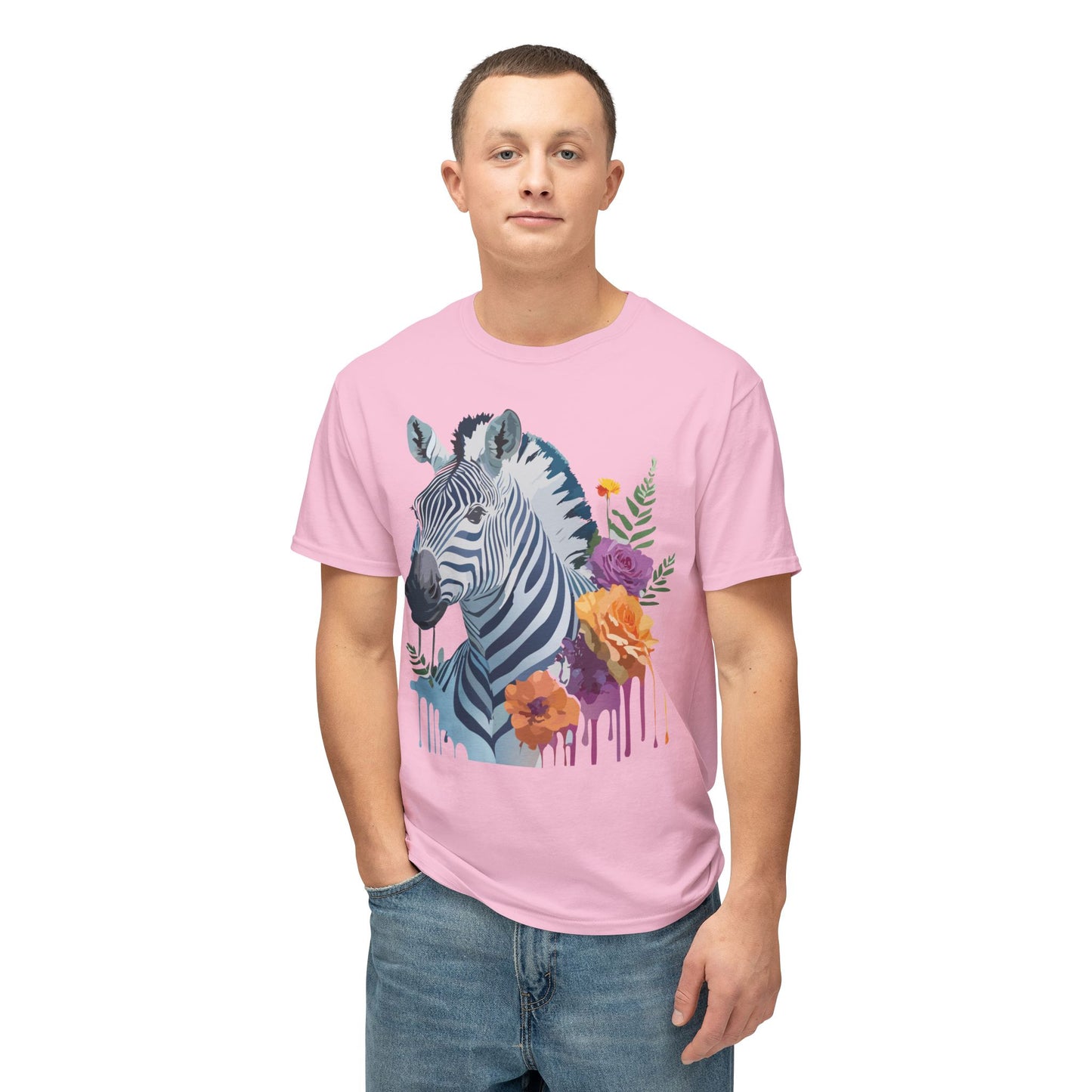 Zebra T-Shirt, Vintage Zebra Tee, Floral Tees, Zebra Art Design Shirt, Tee Shirt with Zebra 2