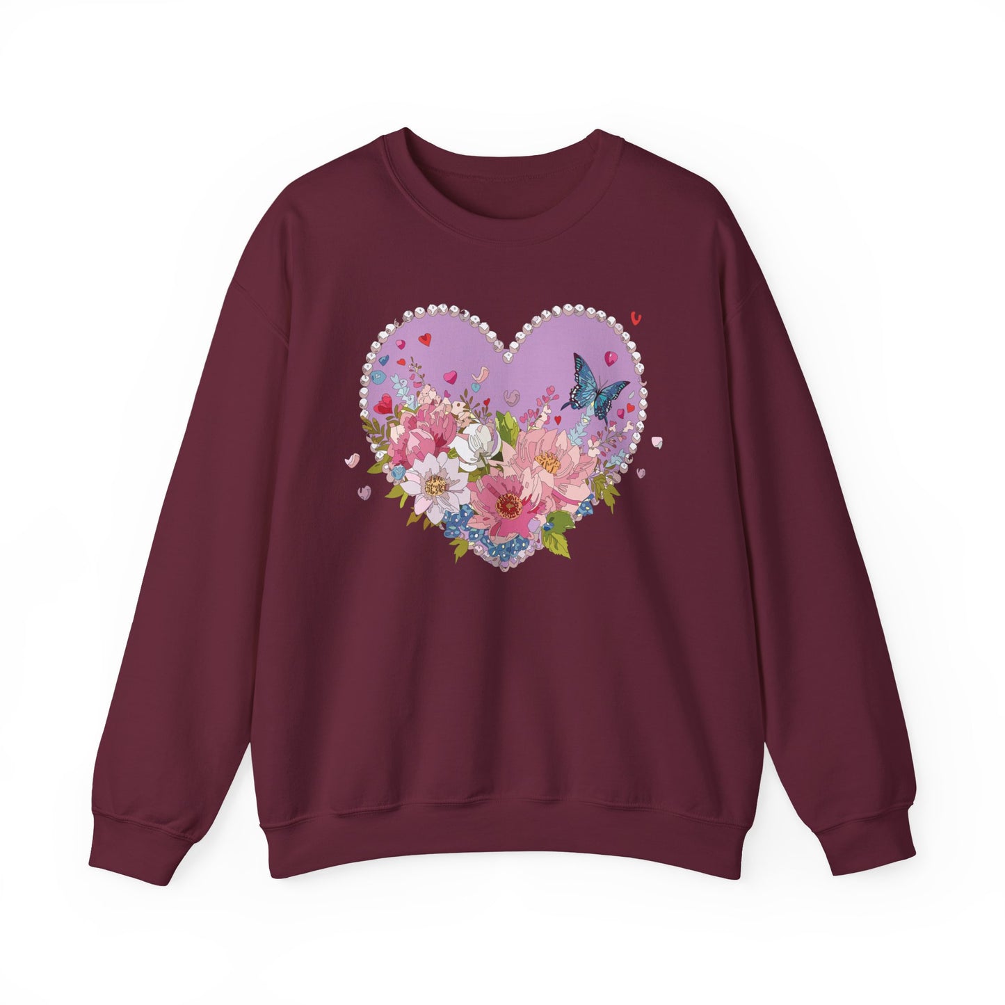 Floral Heart Sweatshirt, Floral Love Sweatshirt, Valentine's Day Sweatshirt, Heart Floral Sweatshirt