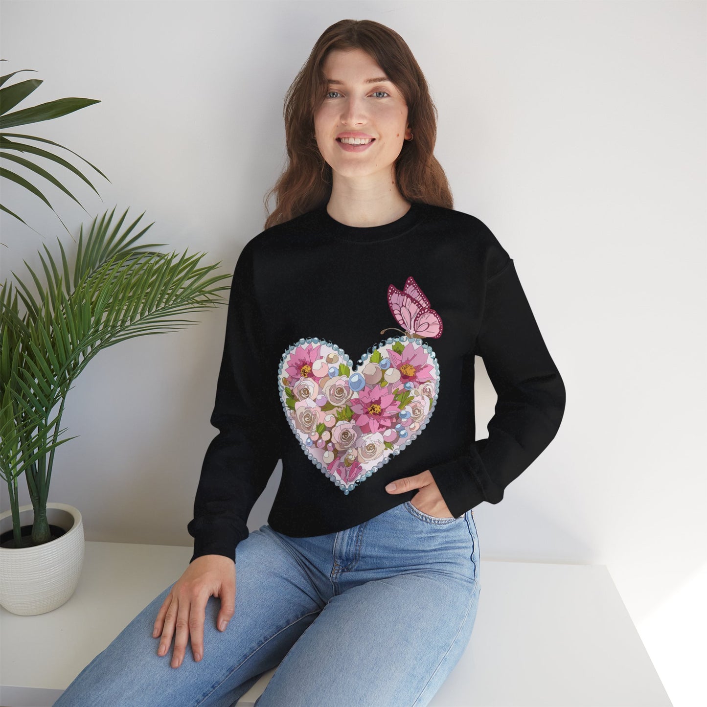 Floral Heart Sweatshirt, Floral Love Sweatshirt, Valentine's Day Sweatshirt, Heart Floral Sweatshirt