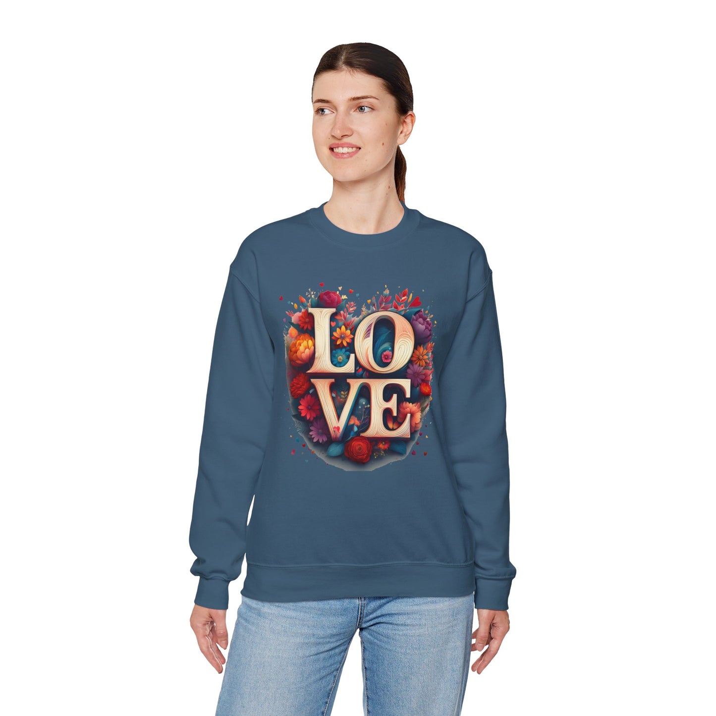 Floral Love Sweatshirt, Valentine's Day Sweatshirt, Love Flower Sweatshirt