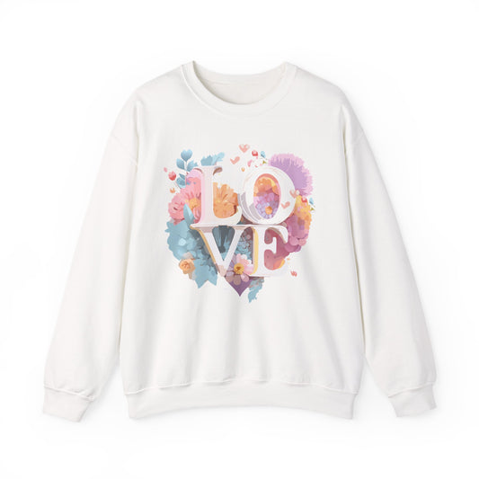 Floral Love Sweatshirt, Valentine's Day Sweatshirt, Love Flower Sweatshirt