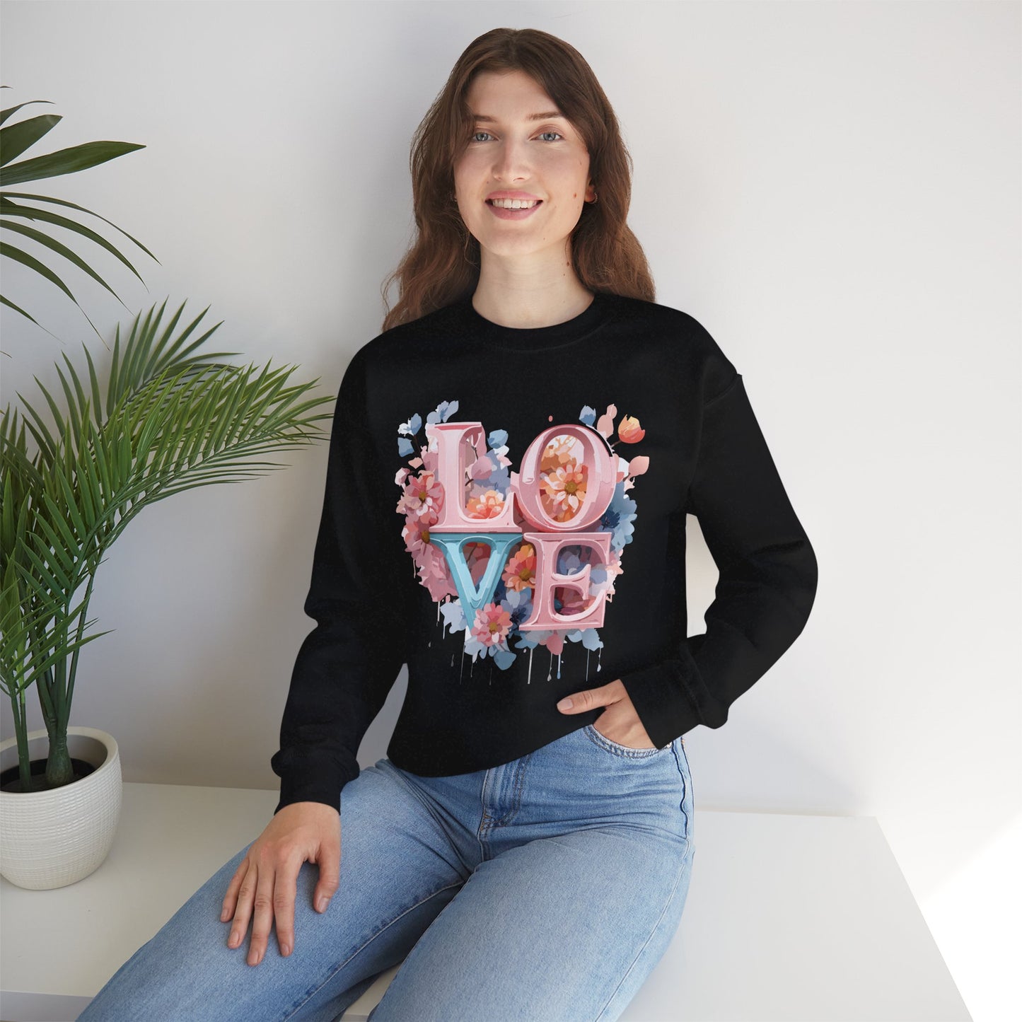 Floral Love Sweatshirt, Valentine's Day Sweatshirt, Love Flower Sweatshirt