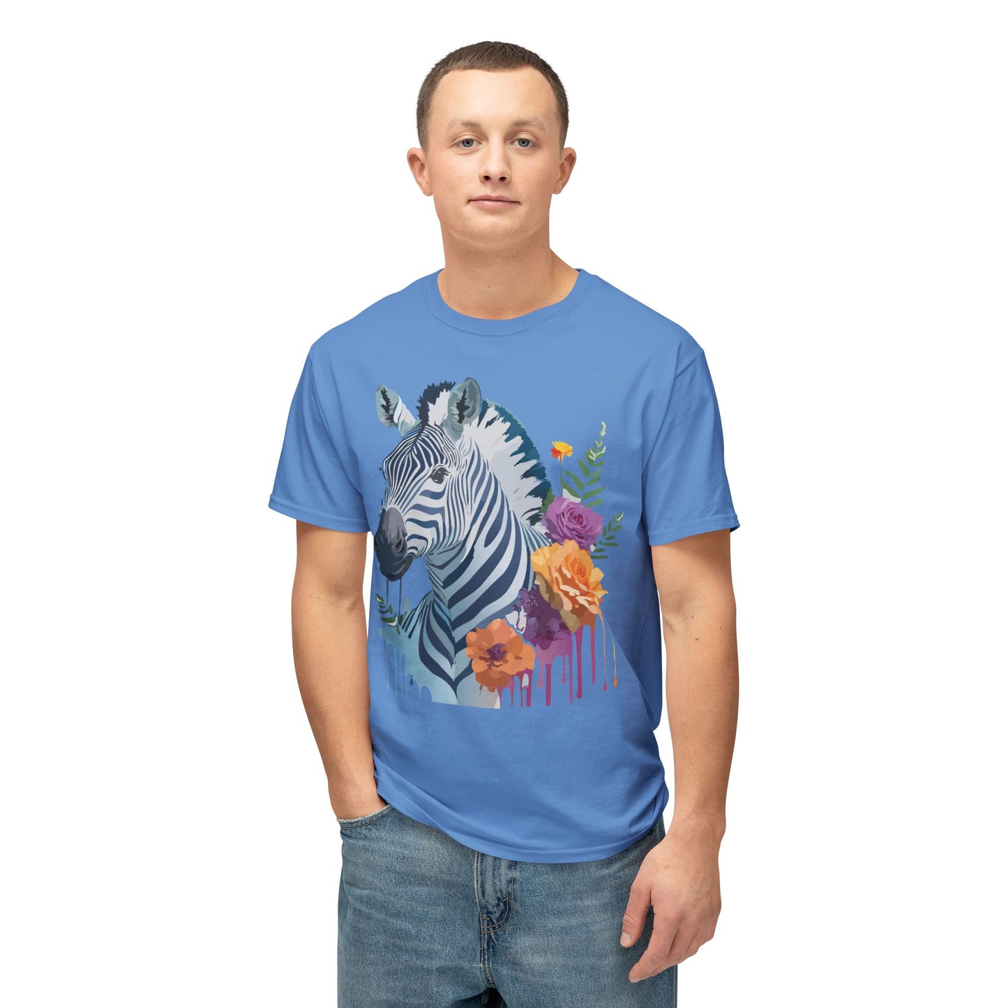 Zebra T-Shirt, Vintage Zebra Tee, Floral Tees, Zebra Art Design Shirt, Tee Shirt with Zebra 2