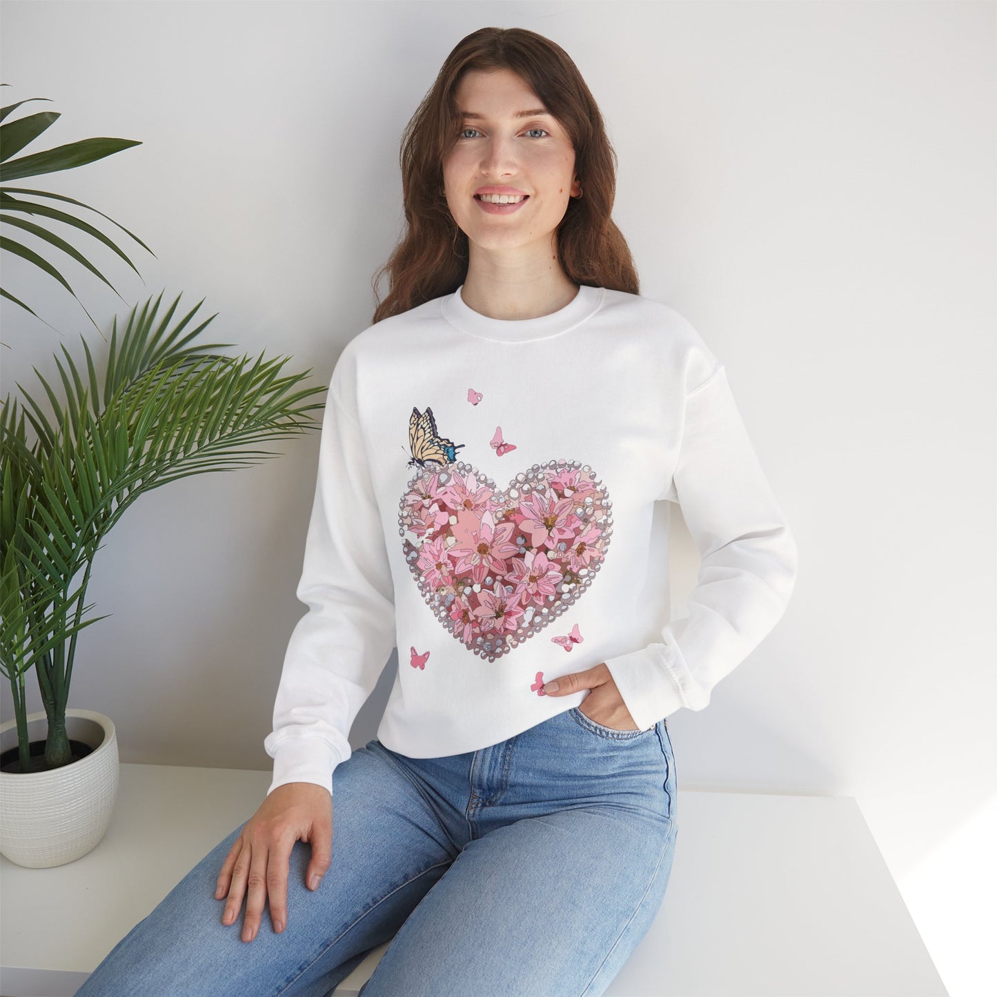Floral Heart Sweatshirt, Floral Love Sweatshirt, Valentine's Day Sweatshirt, Heart Floral Sweatshirt