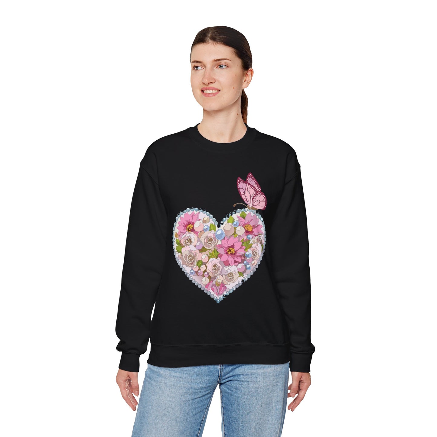 Floral Heart Sweatshirt, Floral Love Sweatshirt, Valentine's Day Sweatshirt, Heart Floral Sweatshirt