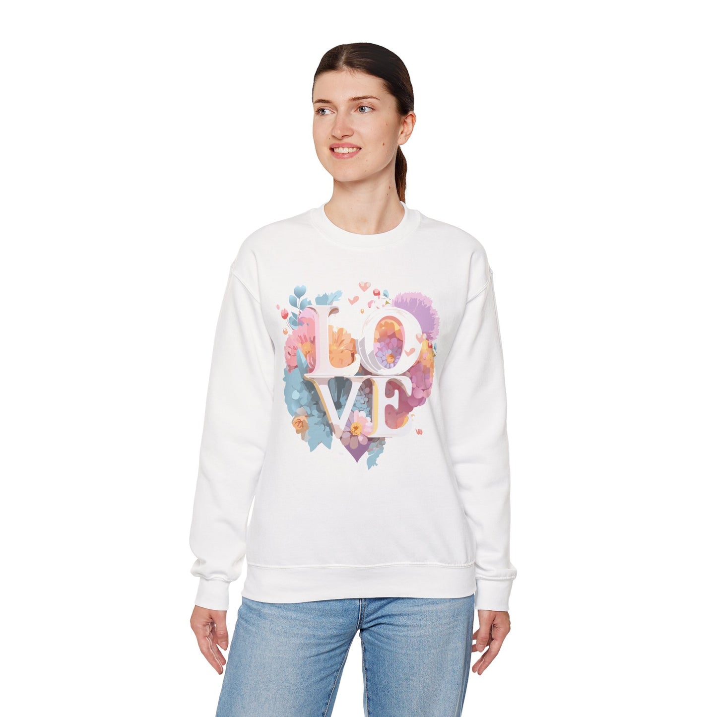 Floral Love Sweatshirt, Valentine's Day Sweatshirt, Love Flower Sweatshirt